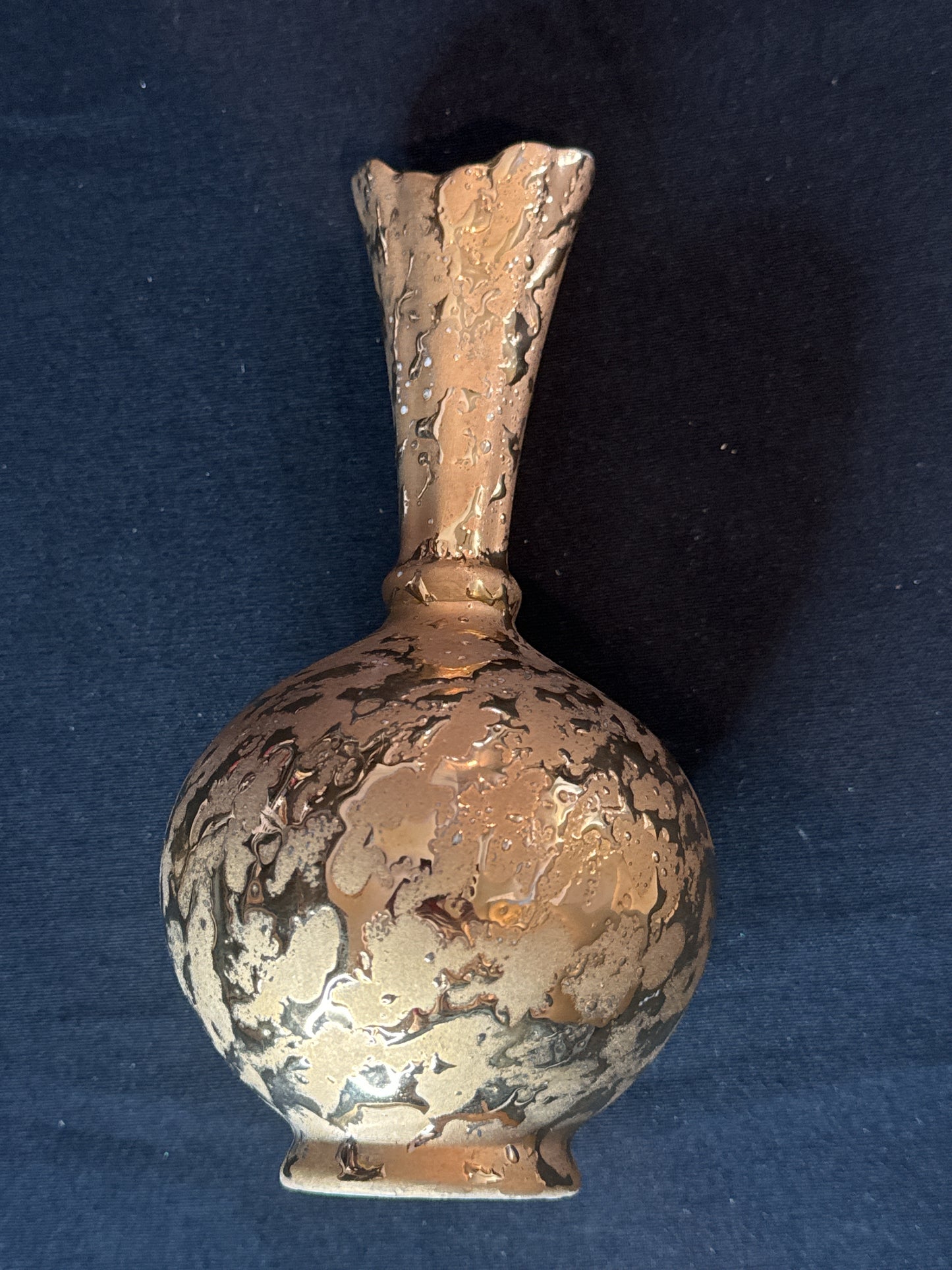 Dixon Art Studio Weeping 22kt Gold Vase Mid Century 8" Tall 4.25" Wide