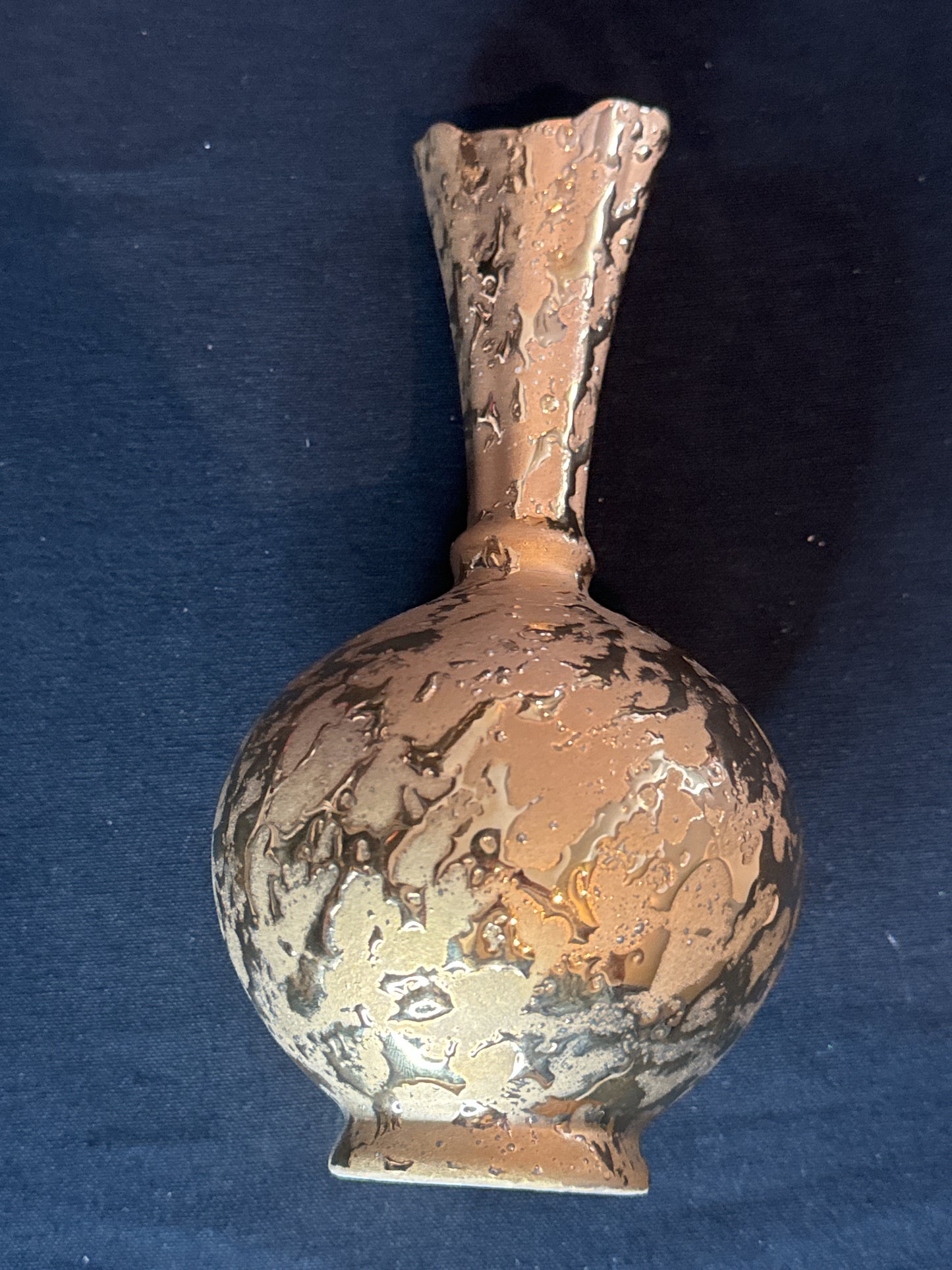 Dixon Art Studio Weeping 22kt Gold Vase Mid Century 8" Tall 4.25" Wide