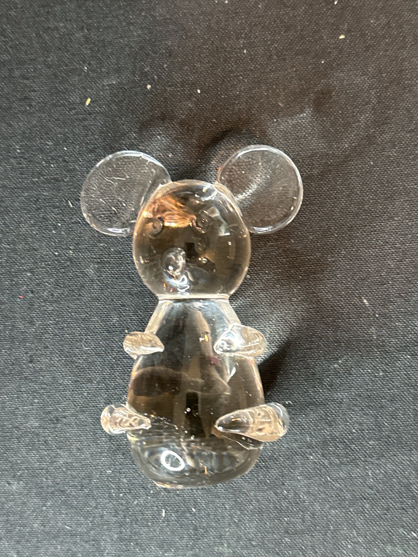 Art Glass Mouse Figurine Paperweight Solid Clear Glass 4.25" Tall