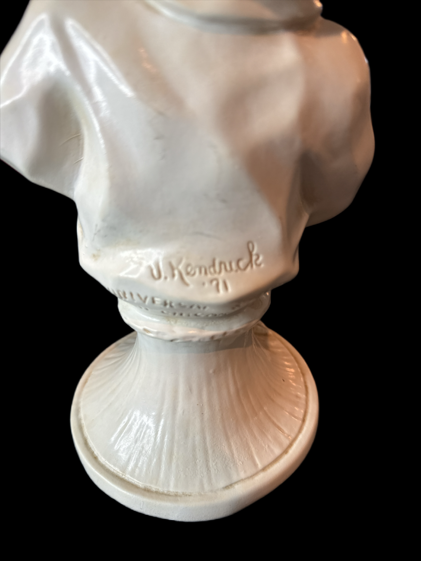 Vintage 1971 Universal Statuary Chicago Busts of Boy and Girl Music J. Kendrick Signed