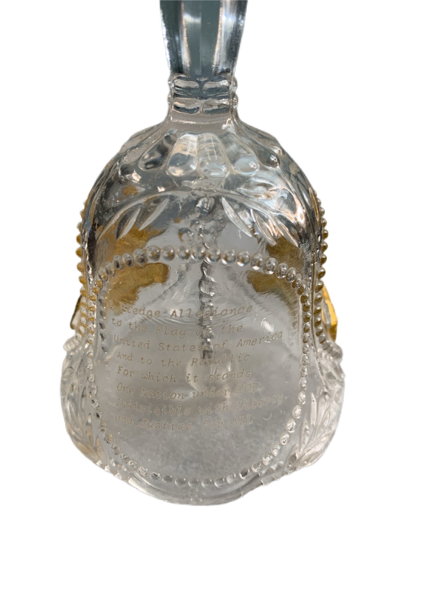 Glass Bell with Pledge of Allegiance and Eagles 5" High