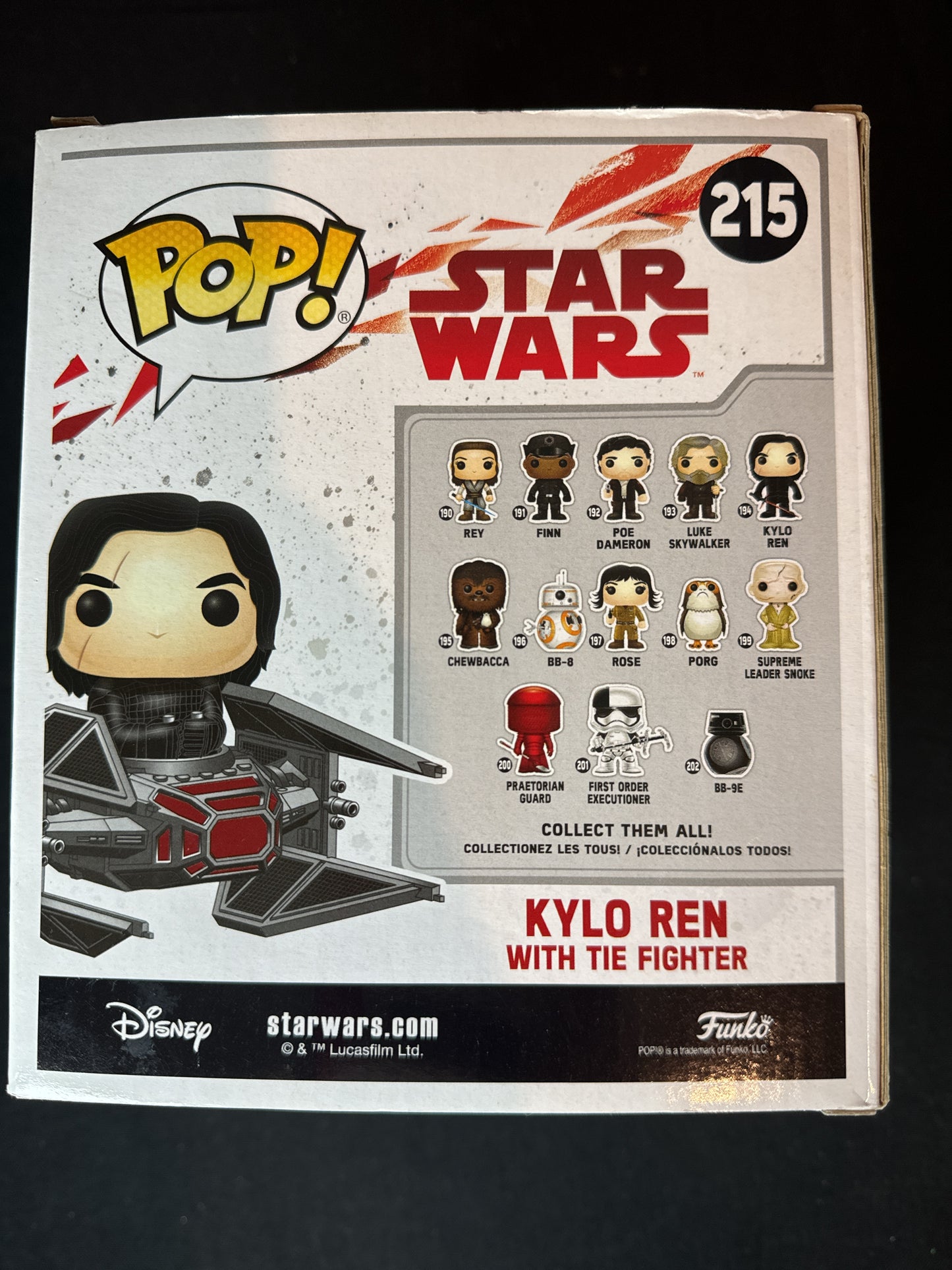 Funko Pop! Star Wars Kylo Ren w/ Tie Fighter #215 Bobble Head New In Box