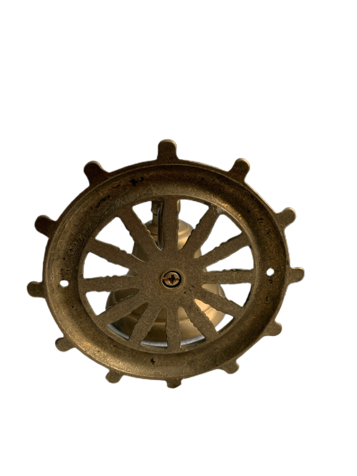 Antique Brass Ship's Wheel and Bell Wall Mountable. Very Nice Condition!