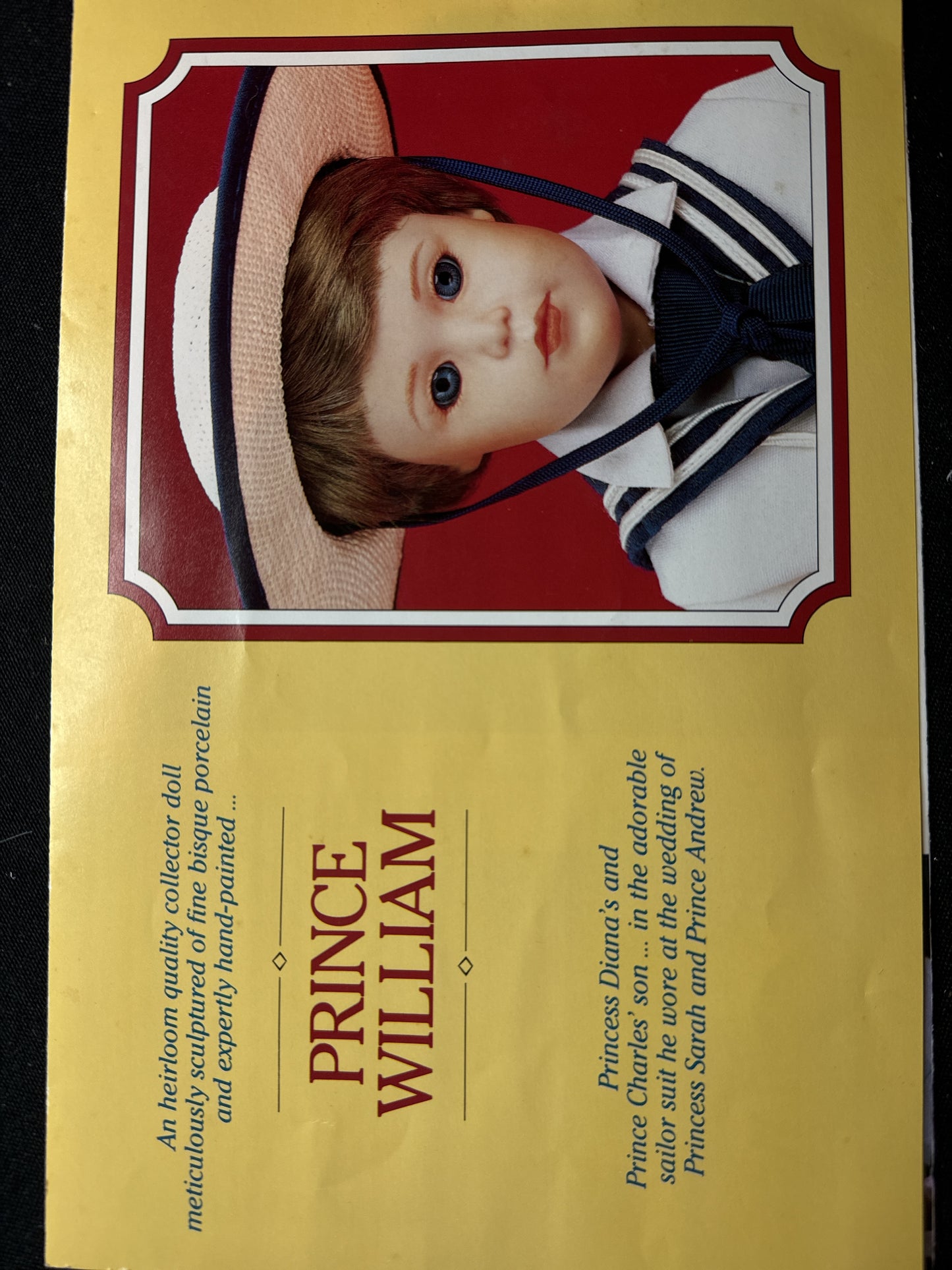 Vintage 1980's Prince William The Royal Wedding 11" Doll w/ Stand & Certs Danbury Mint No Box