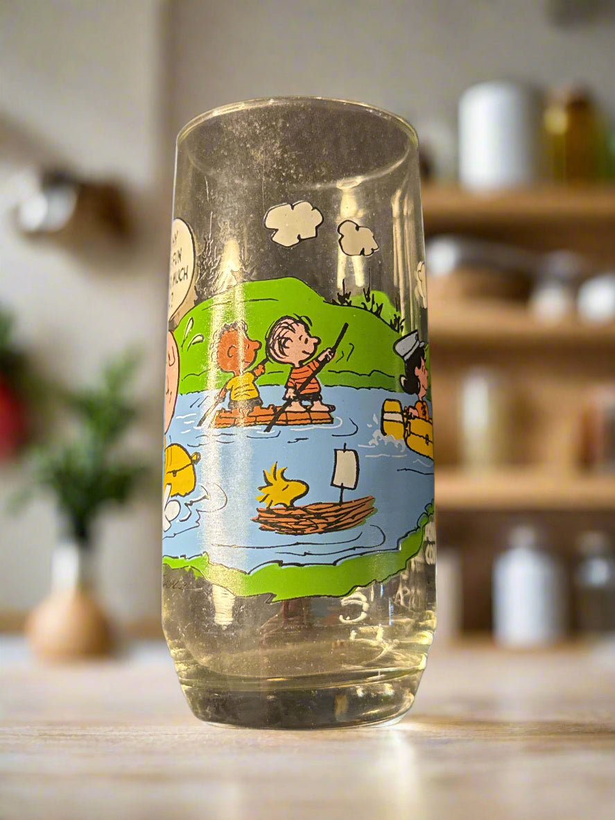 Vintage McDonald's Camp Snoopy Collection Peanuts Glass 1950-1968 Charlie Brown 6" Tall
