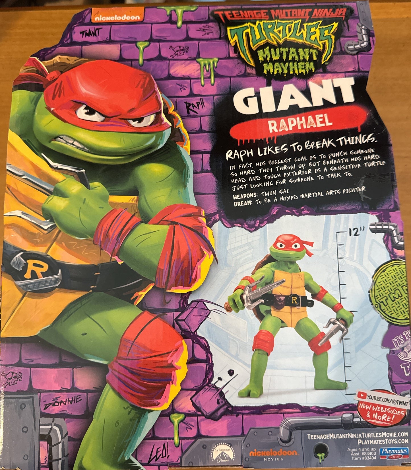Teenage Mutant Ninja Turtles Giant Raphael 12" Action Figure w/ Twin Sai New in Box