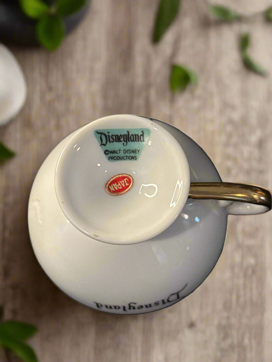 Vintage Disneyland Castle Tinkerbell Footed Demitasse Teacup Gold Trim
