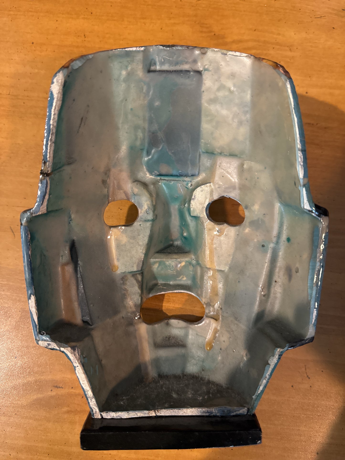 Mayan Mosaic Burial Death Mask Aztec Shell Onyx Turquoise 8" Tall