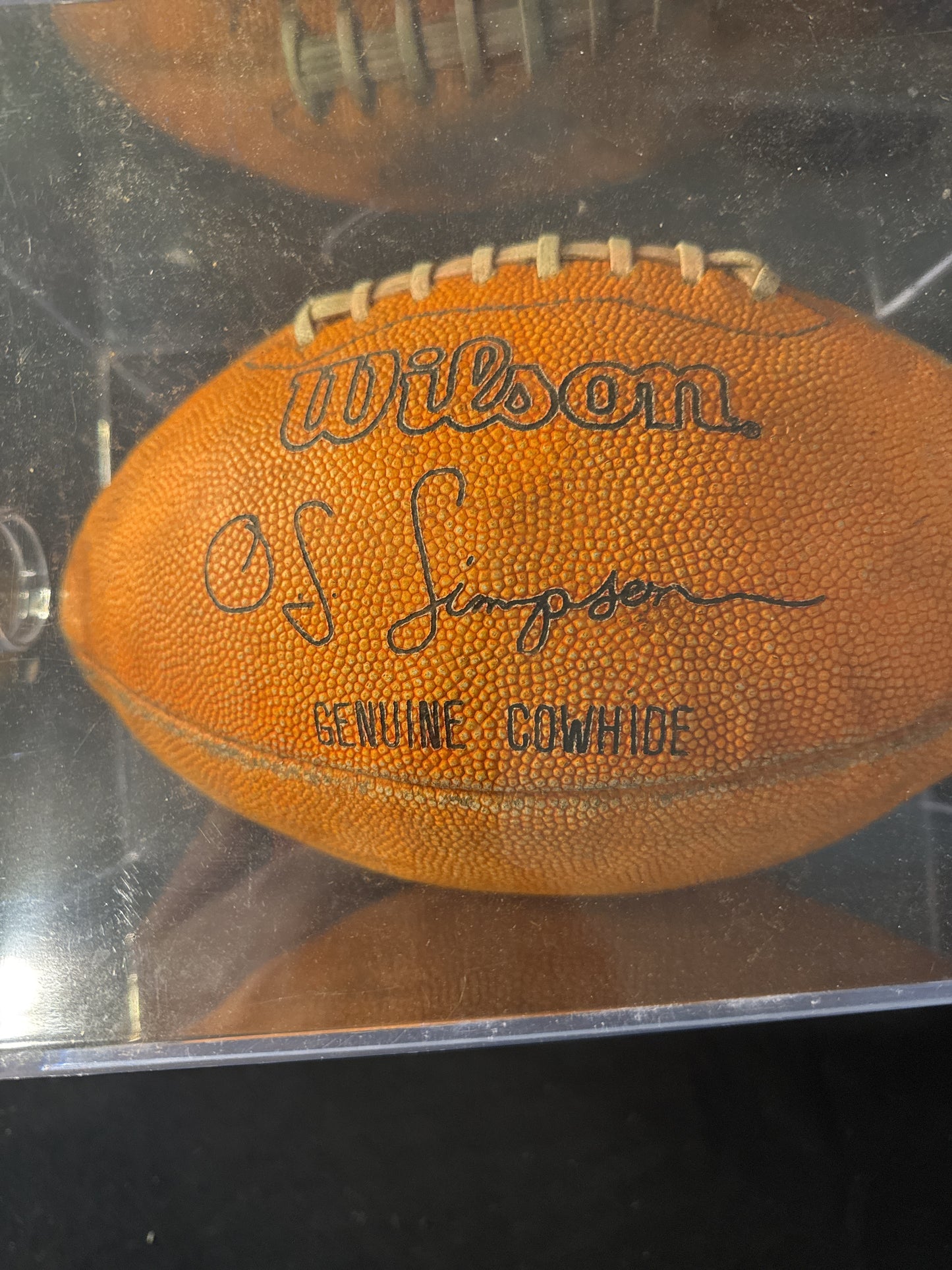 Vintage Wilson Orange Football w/ OJ Simpson's Signature Stamp "The Juice" 100% Leather In Case