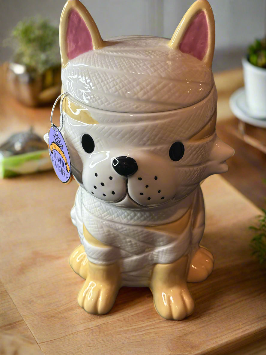 10 Strawberry Street Halloween Mummy Dog Cookie Jar Canister New with Tags