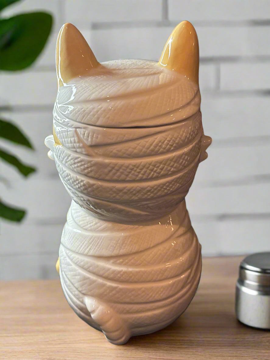 10 Strawberry Street Halloween Mummy Dog Cookie Jar Canister New with Tags