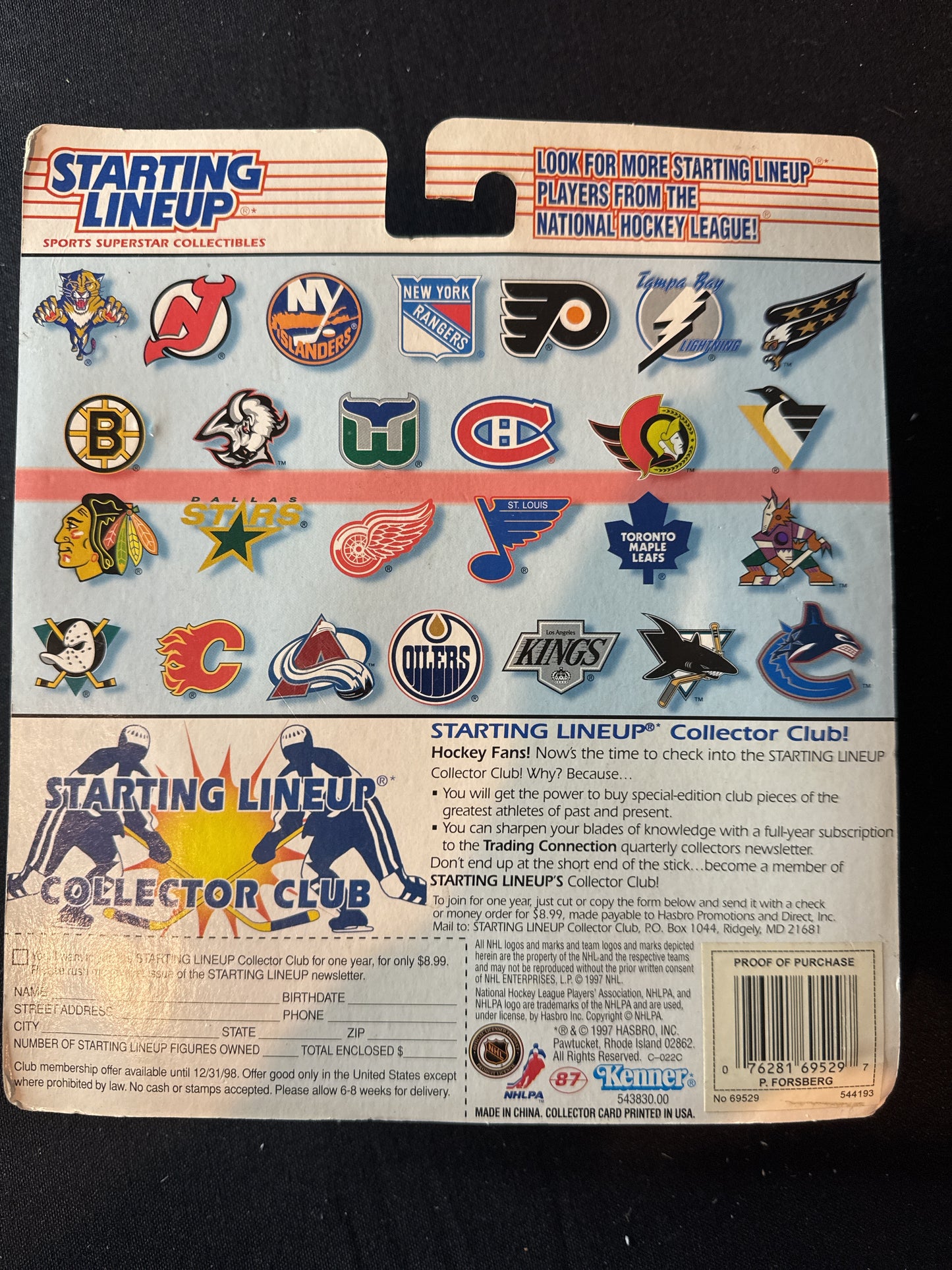 Starting Lineup 1997 NHL Peter Forsberg Colorado Avalanche New in Package