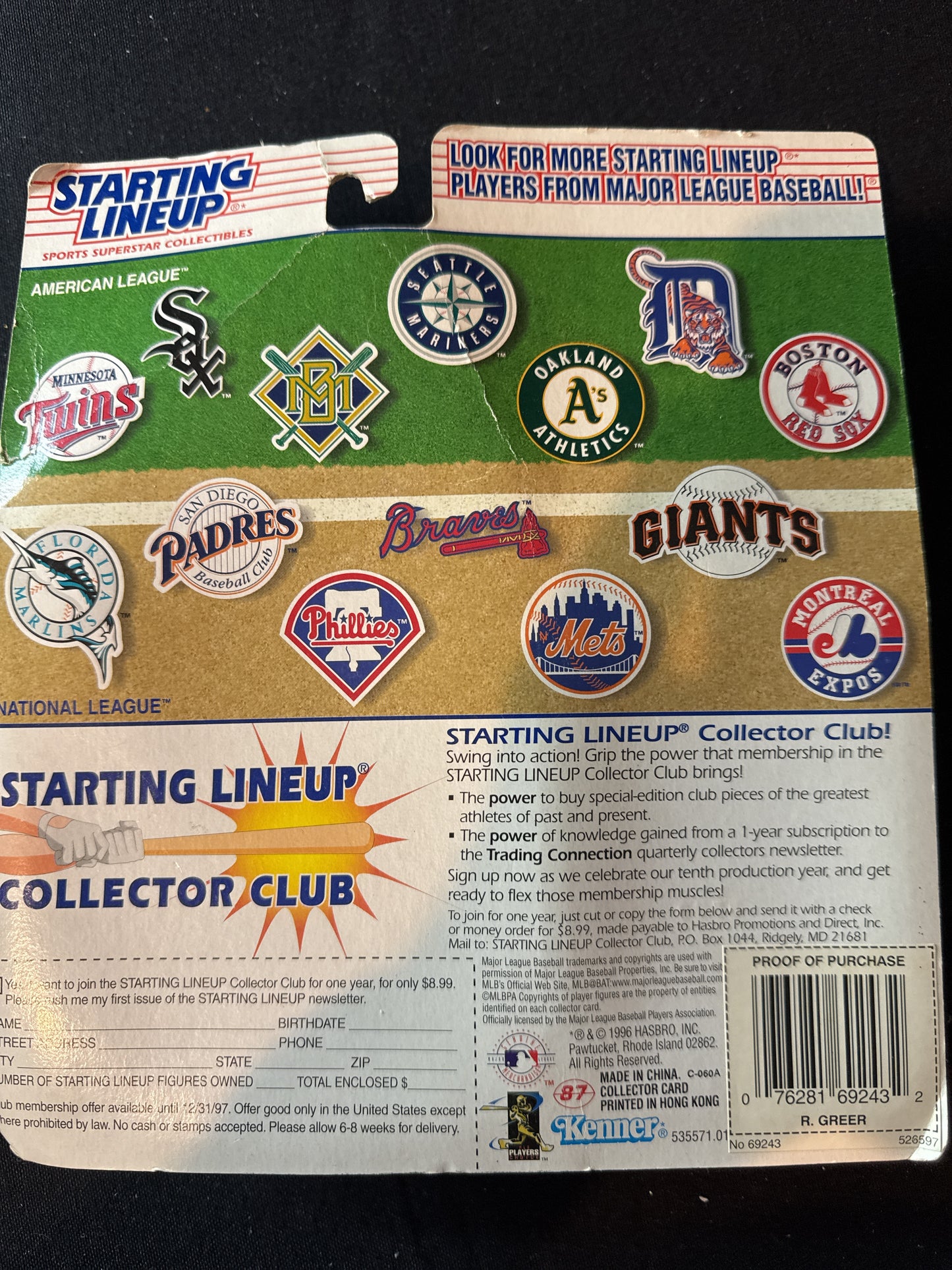 Starting Lineup 1997 MLB Rusty Greer Angels Action Figure New in Package