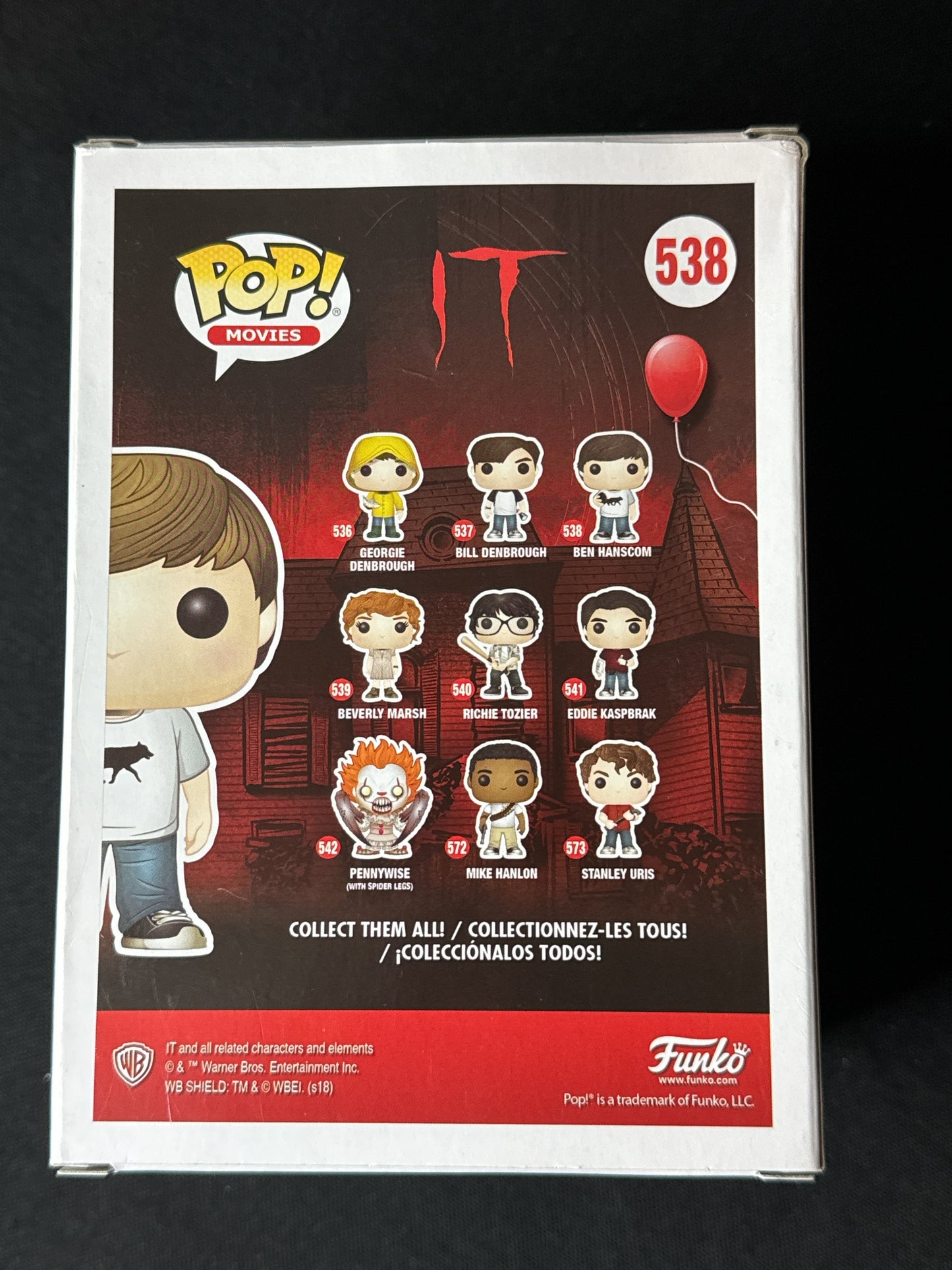 Funko Pop! IT Ben Hanscom Vinyl Figure #538 New in Box Glows in Dark