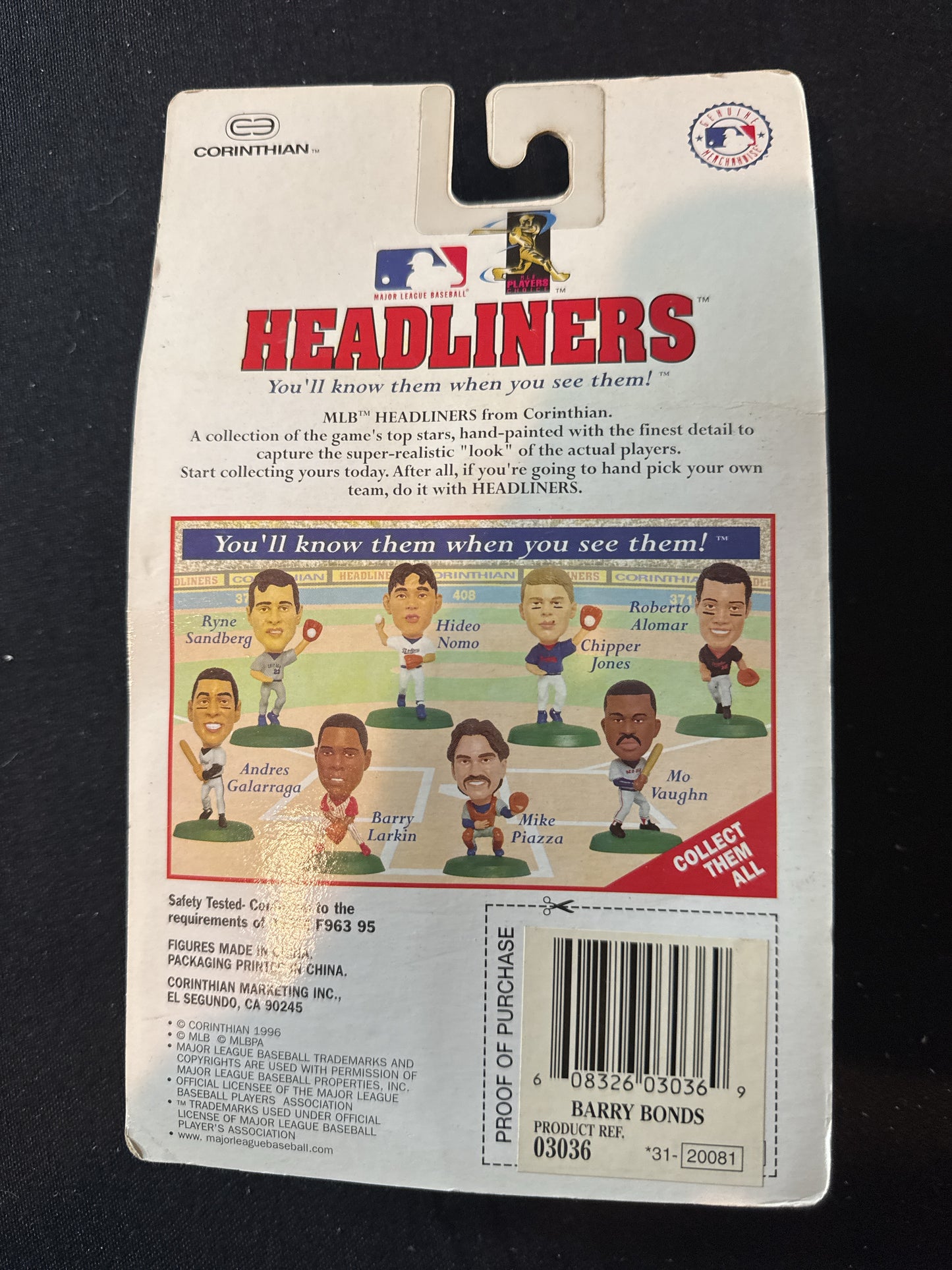 MLB Corinthian Headliners 1996 Barry Bonds NY Giants Action Figure New in Package