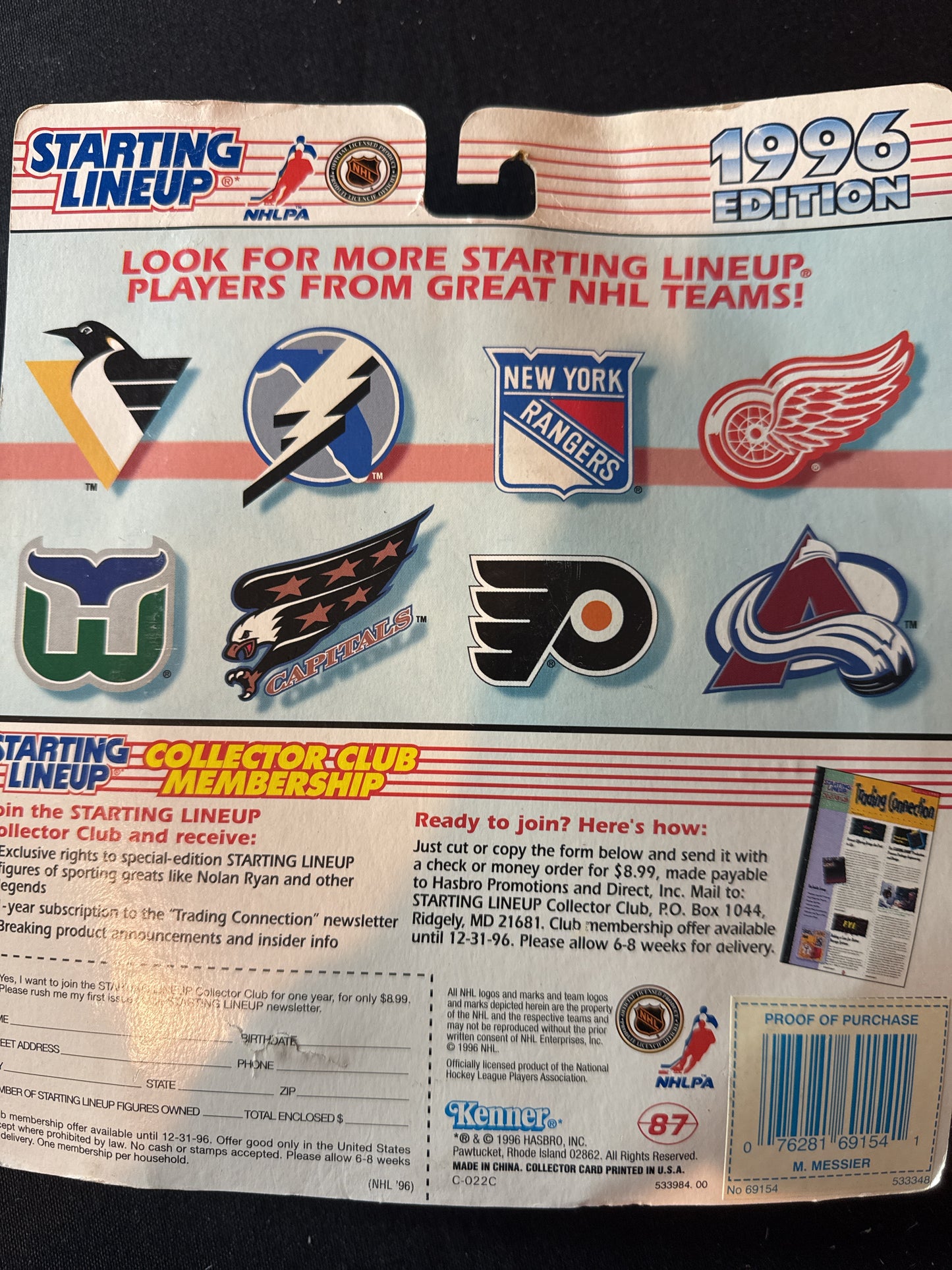 Starting Lineup NHL 1996 Mark Messier NY Rangers Action Figure New in Package