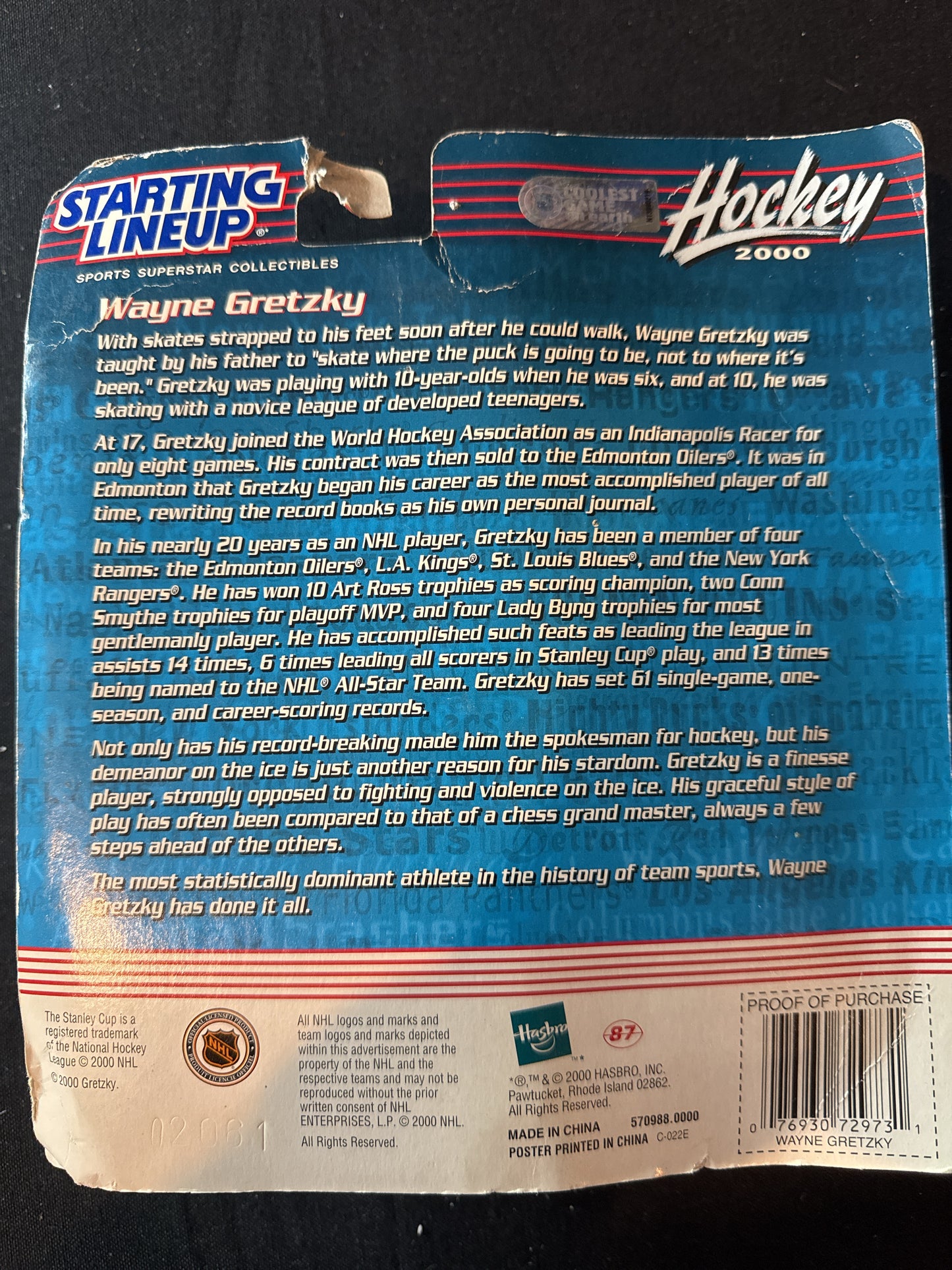 Starting Lineup NHL 2000 Wayne Gretzky Stanley Cup Edmonton Oilers New in Package