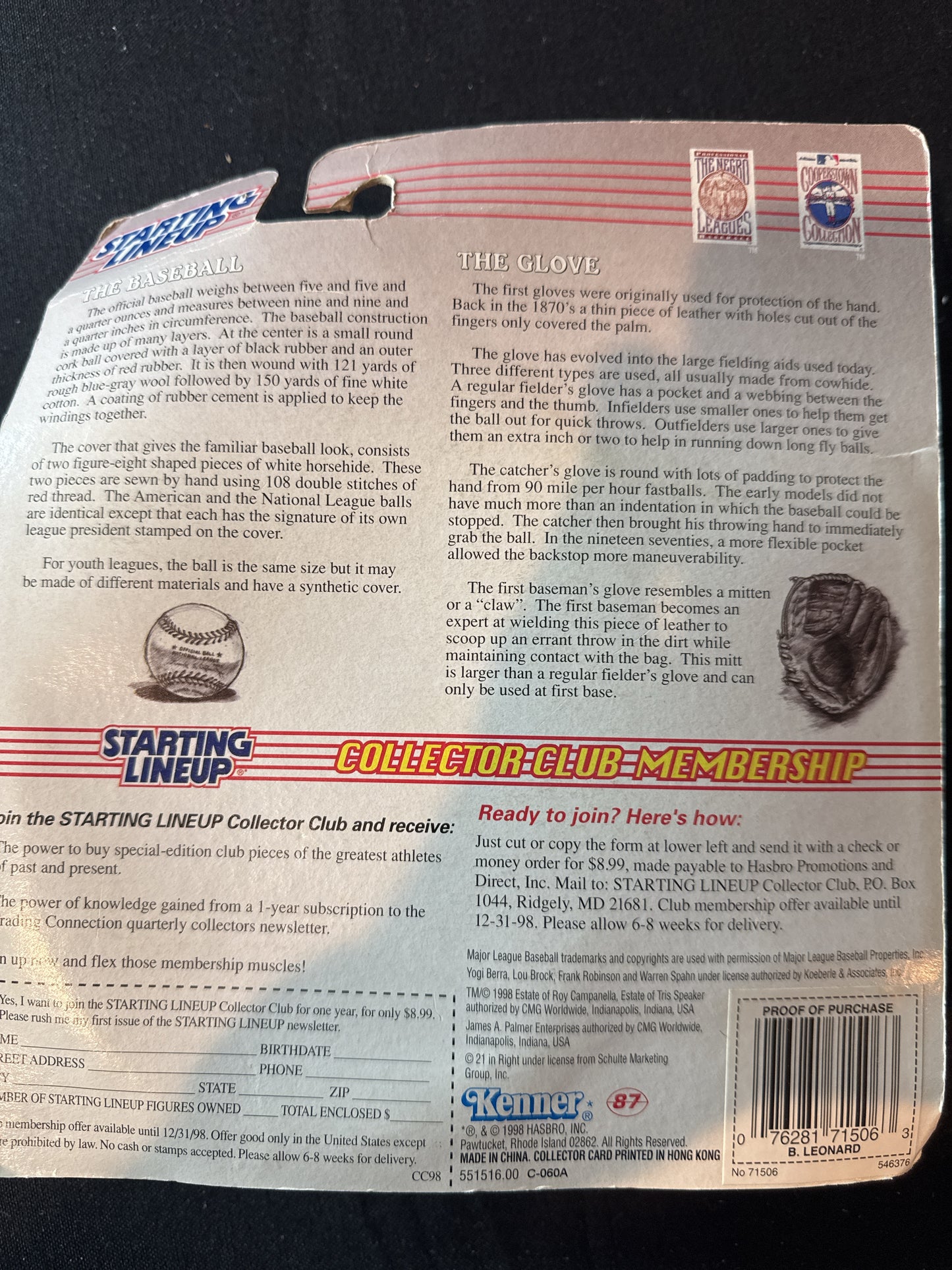Starting Lineup 1998 MLB Cooperstown Collection Buck Leonard Action Figure New in Package
