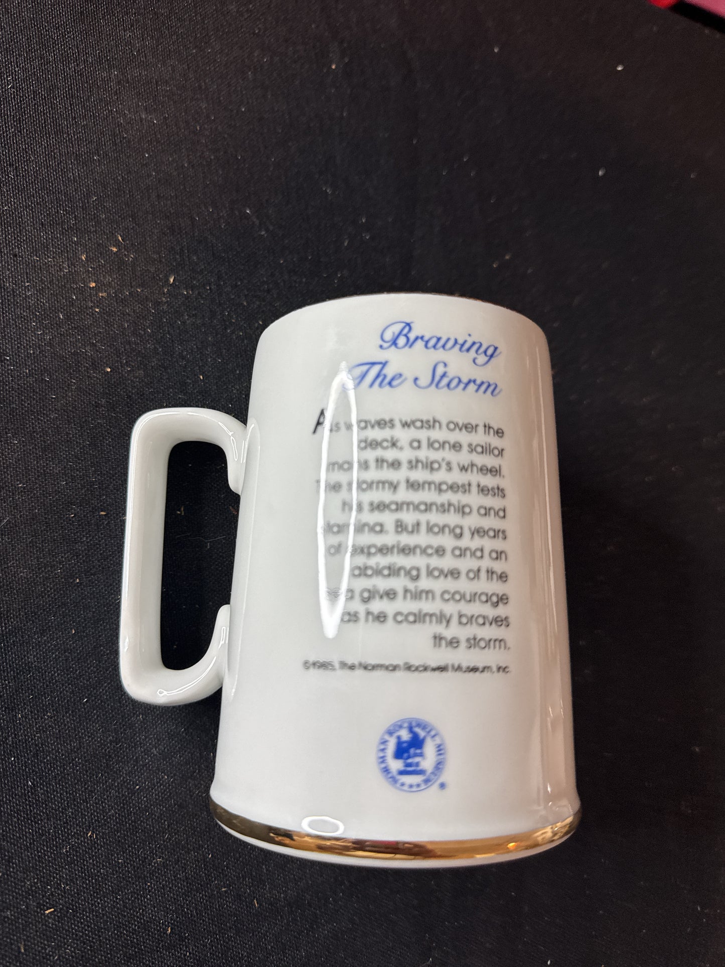 Vintage Norman Rockwell Braving the Storm Fisherman Waves Coffee Mug Cup 4.5" Tall