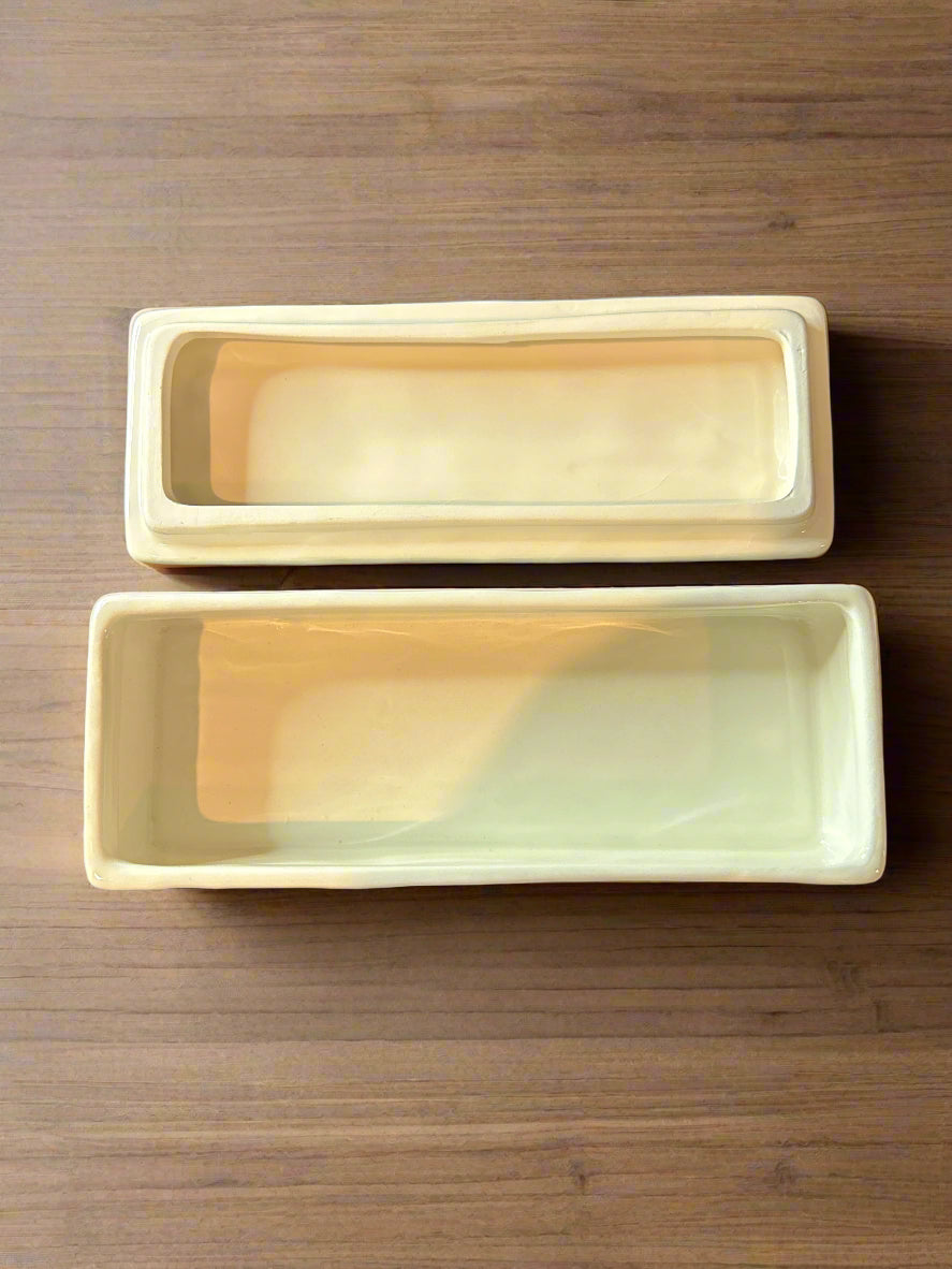 Rae Dunn by Magenta "You Are Beautiful" Long Lidded Jewelry Box Glazed Ceramic White 8.75" Long