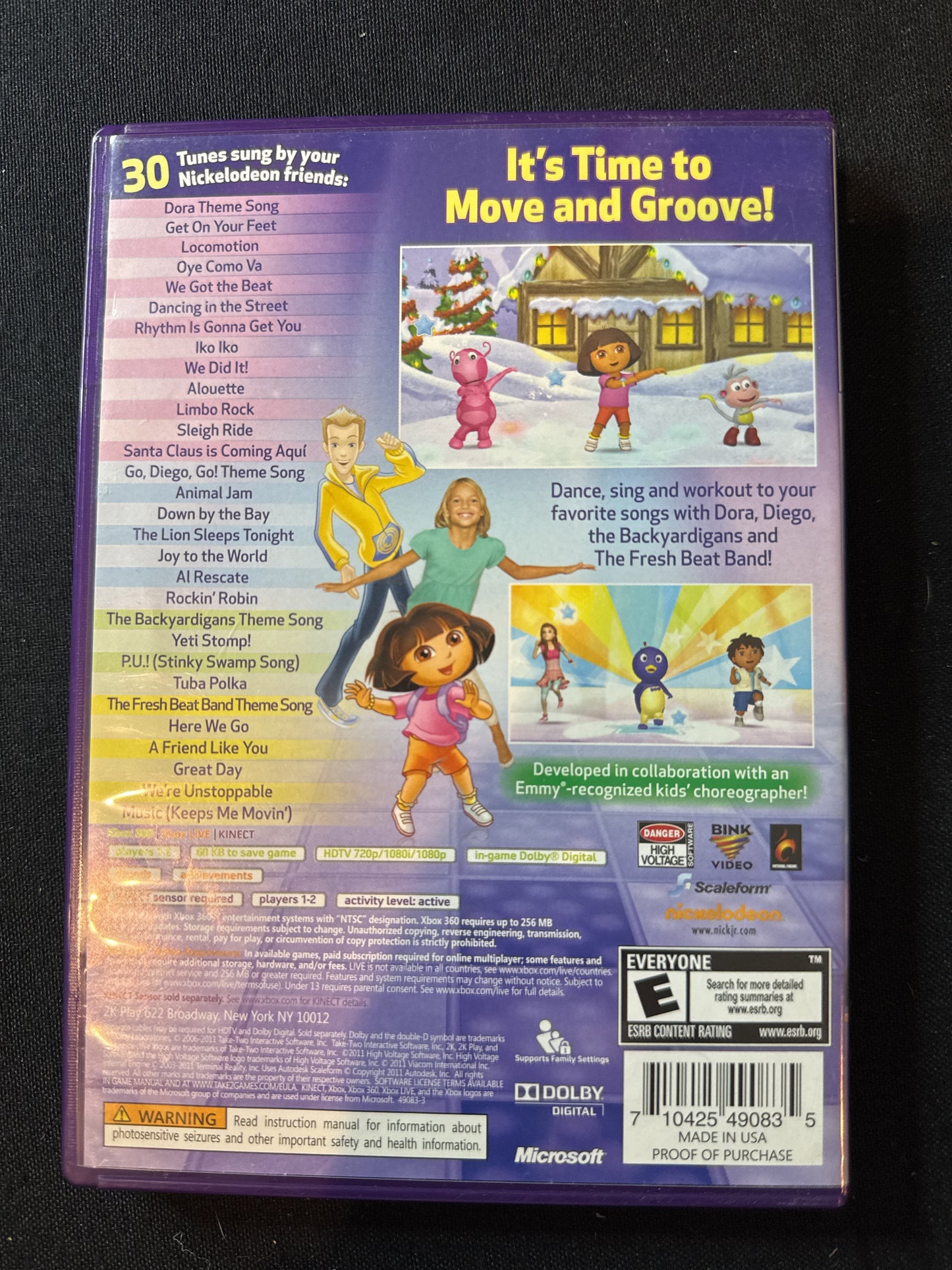 Xbox 360 Kinect Nickelodeon Dance Game For Kids or Adults