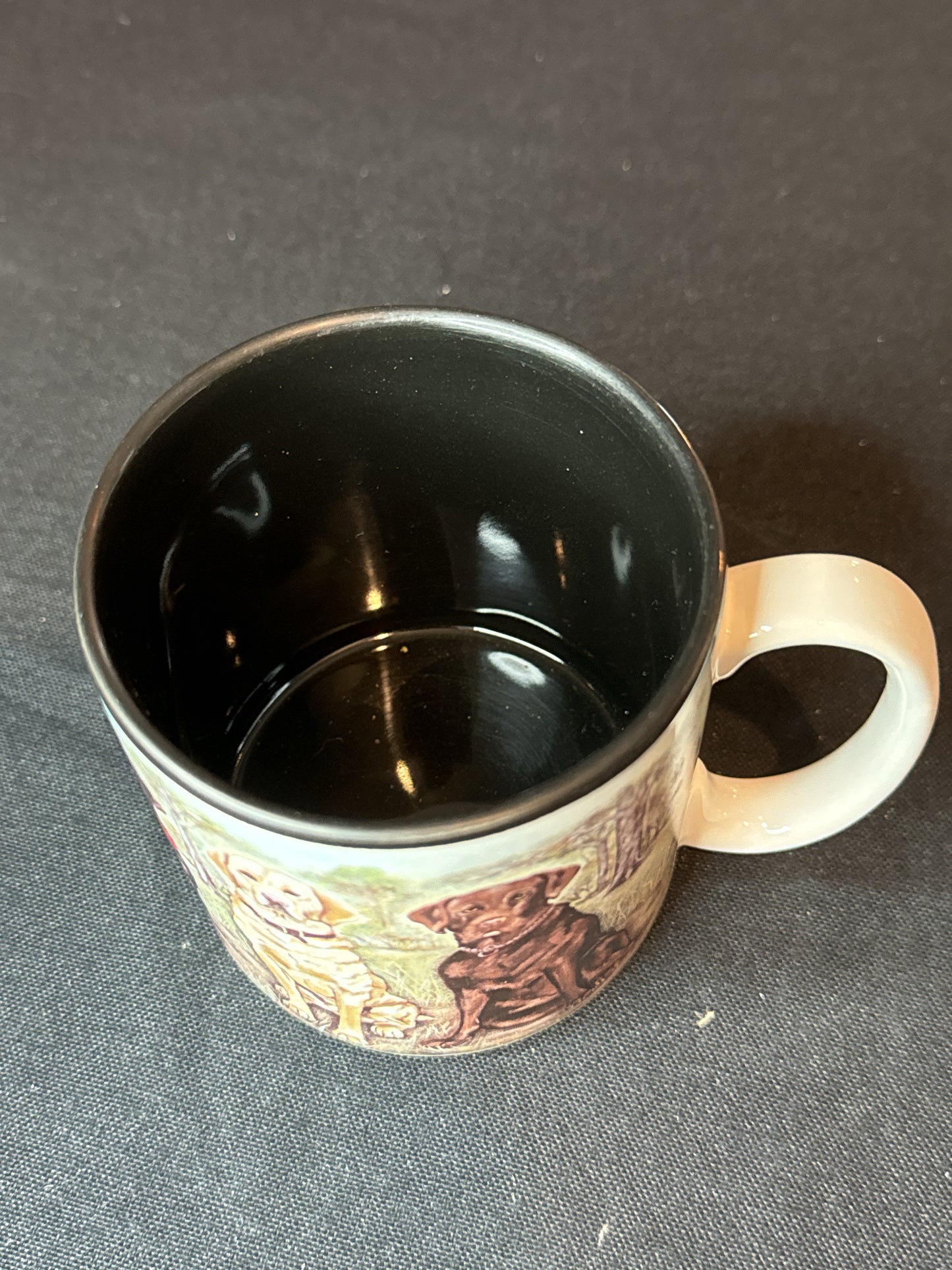 Vintage 1996 S Tuck Labrador Retrievers Coffee Mug 10oz 3.75" Tall Black Interior
