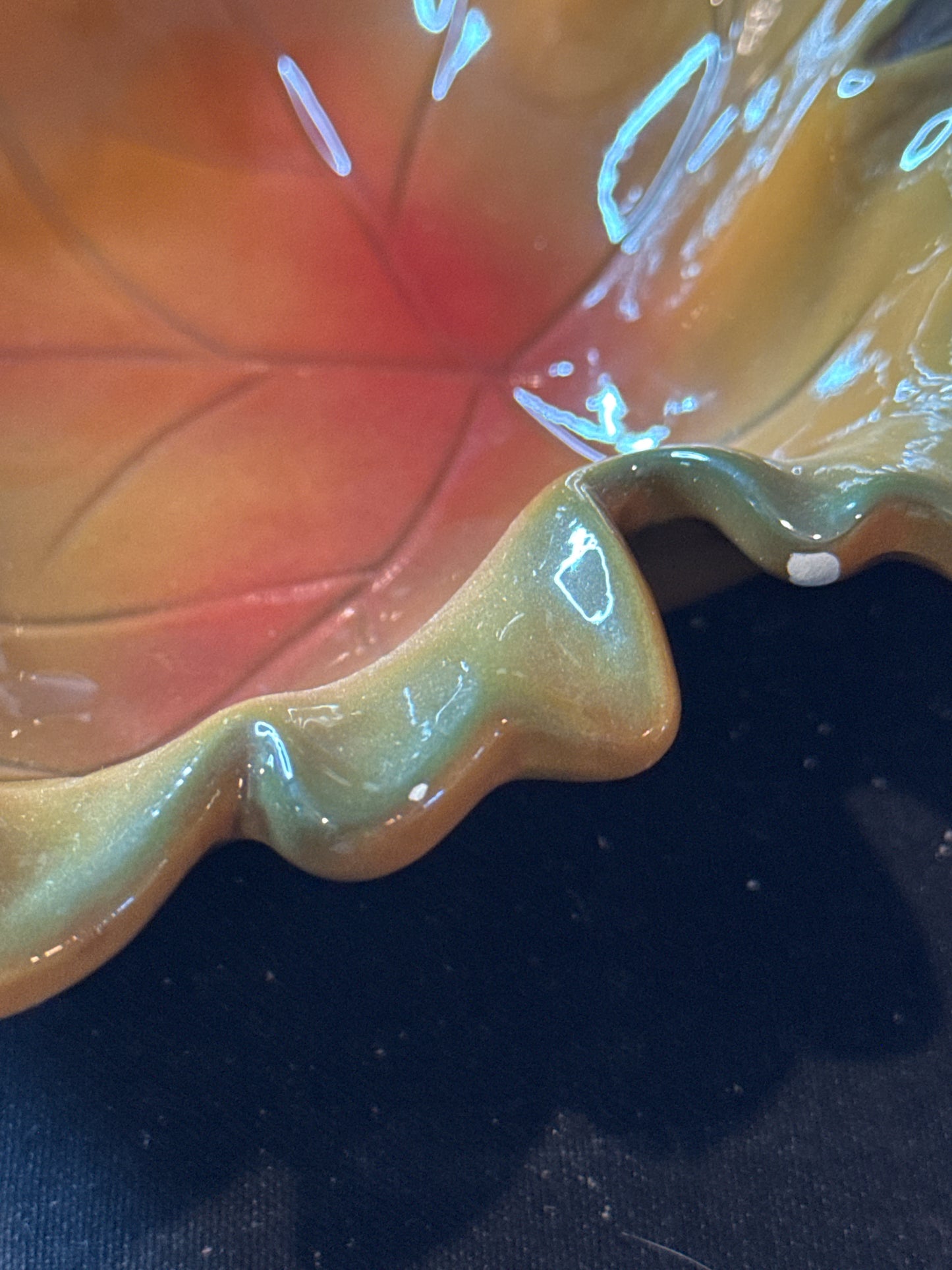 Ceramic Leaf Shaped Bowl 9" - 10" Wide x 2.5" Tall