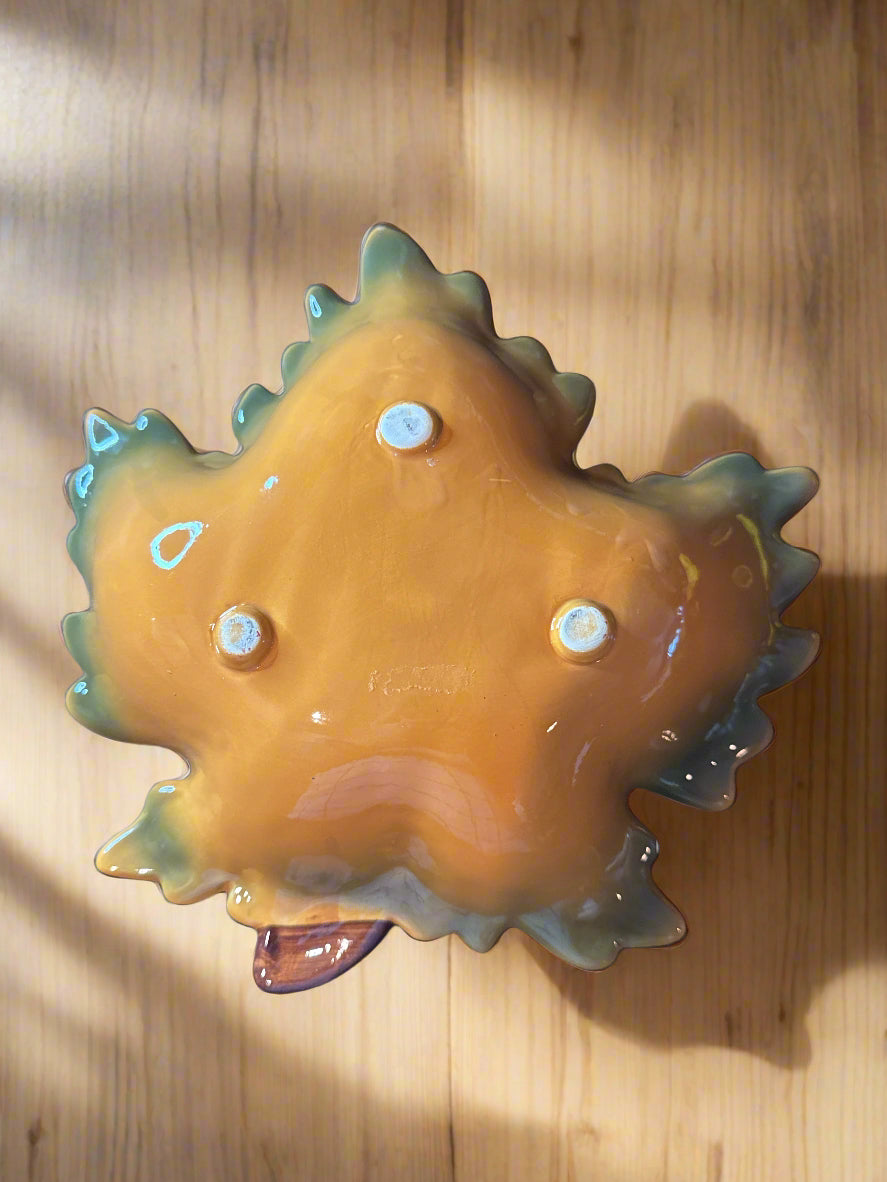 Ceramic Leaf Shaped Bowl 9" - 10" Wide x 2.5" Tall