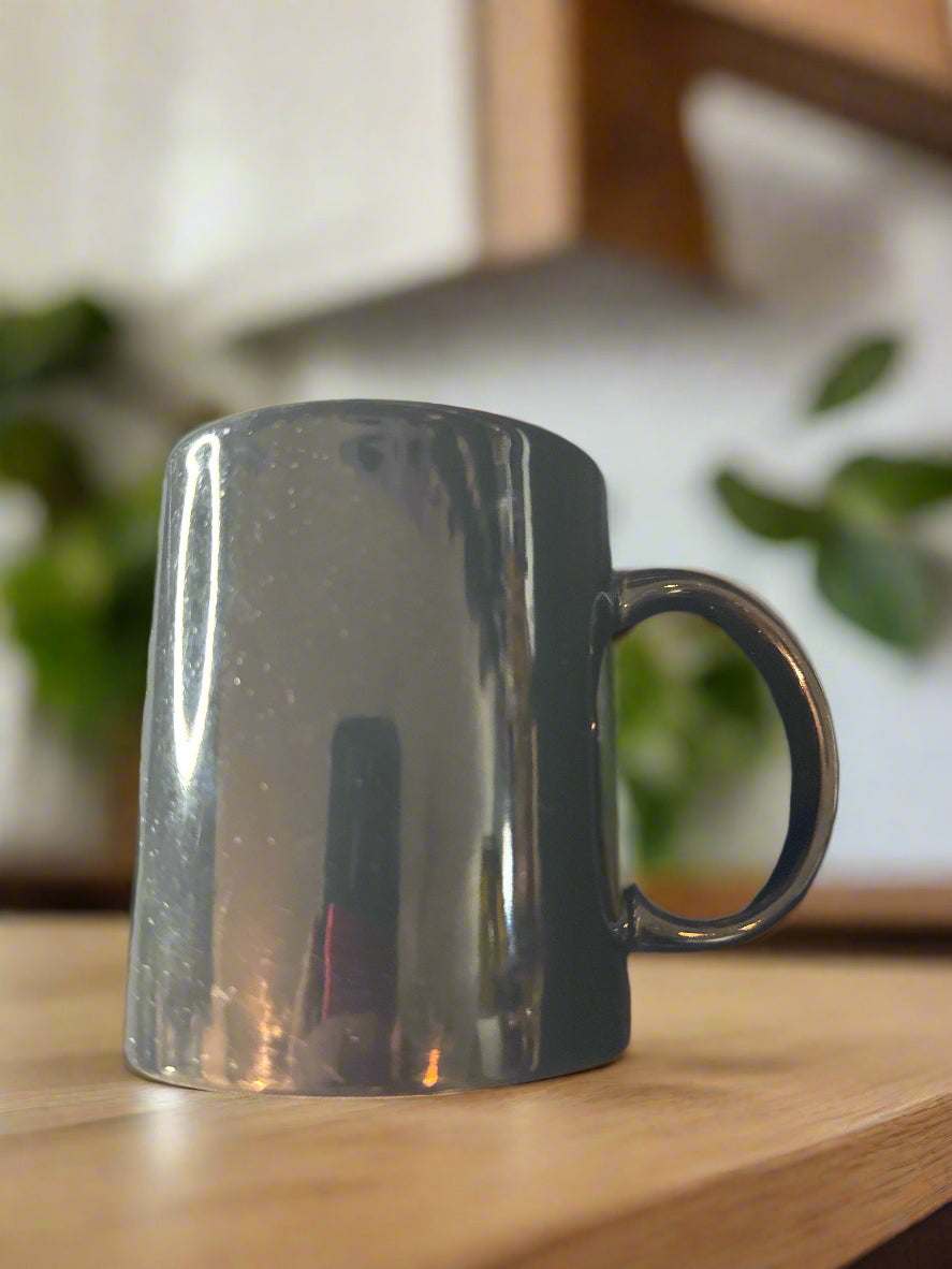 Glossy Black Coffee Cup Mug 3.75" Tall 9 oz.