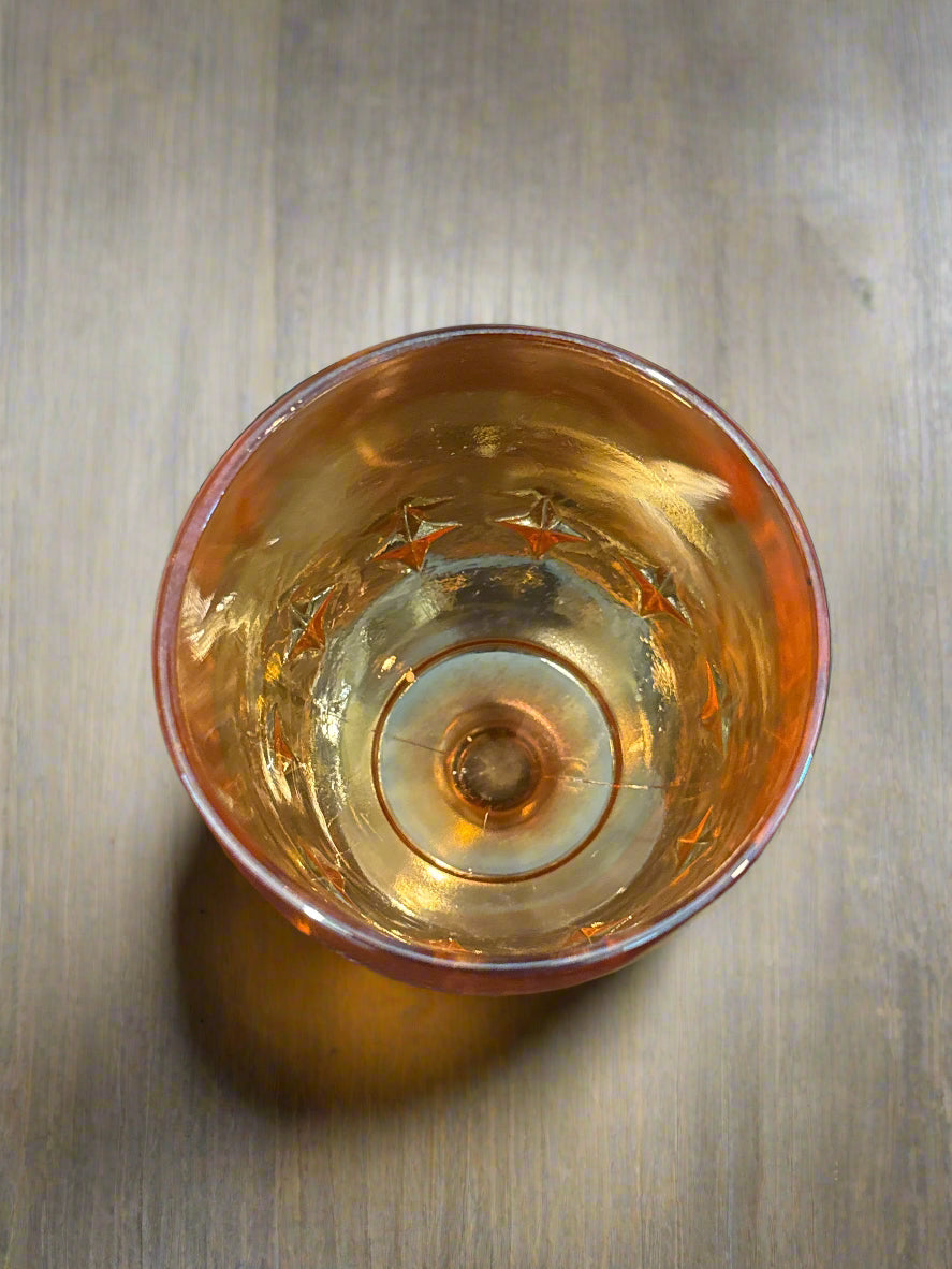 Carnival Glass Indiana Glass Amber Gold Vintage Iridescent Water Goblet 12oz 6" Tall x 4" Wide
