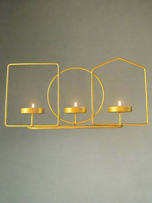 True Living Gold Metal Candle Holder Holds 3 Candles 2" Base Each