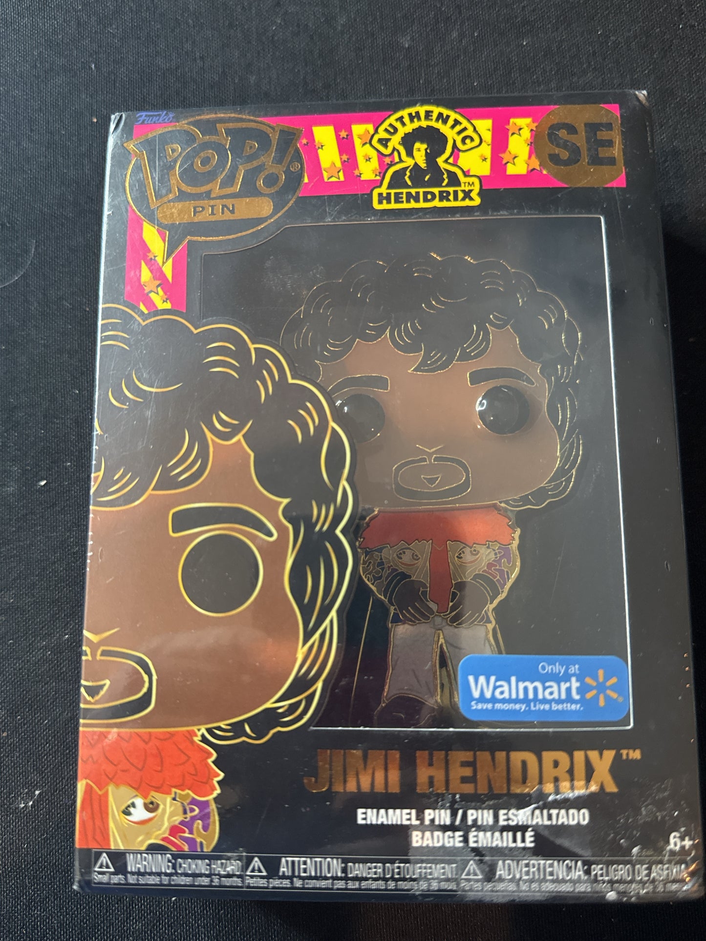 Funko Pop! Enamel Pin Jimi Hendrix SE 2022 Authentic Walmart Exclusive 4.25" Tall w/ Stand