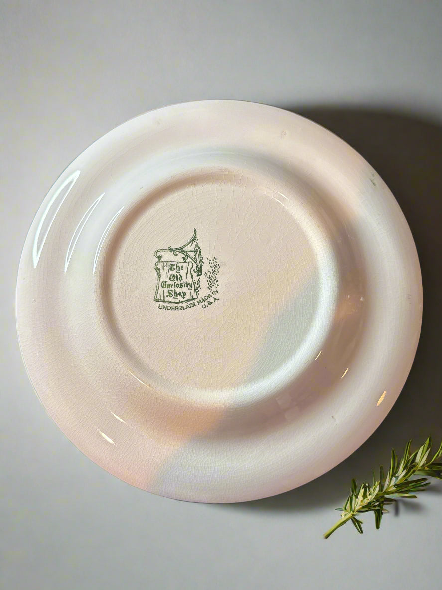 1950's Old Curiosity Shop Royal China Green Vintage Village Dinner Plate 10" Wide