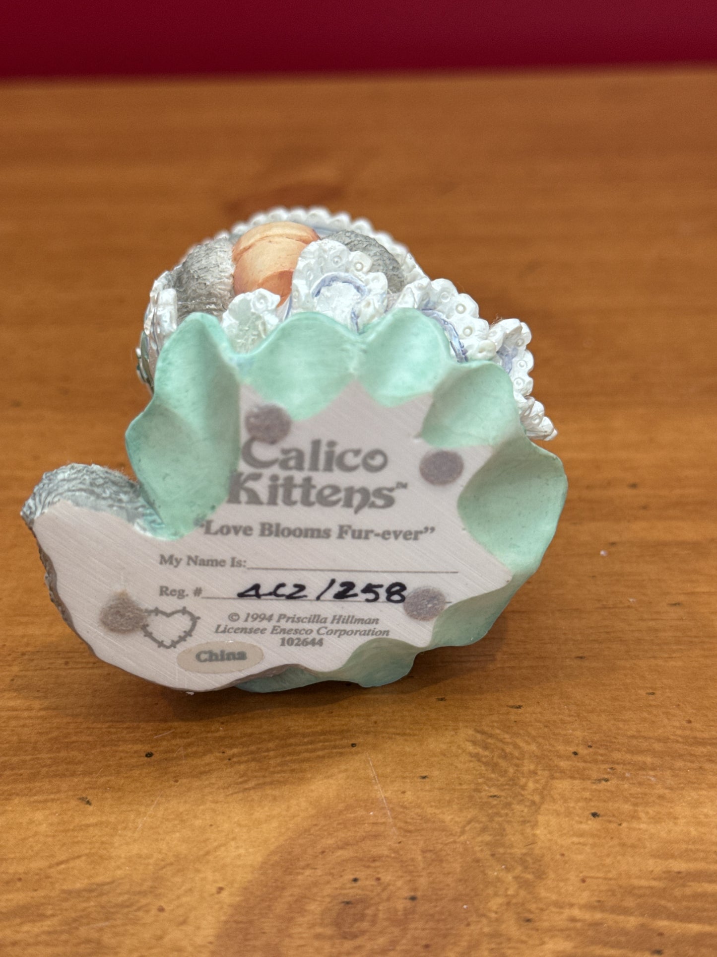 Enesco Calico Kittens Figurine Love Blooms Fur-Ever #102644 New in Box