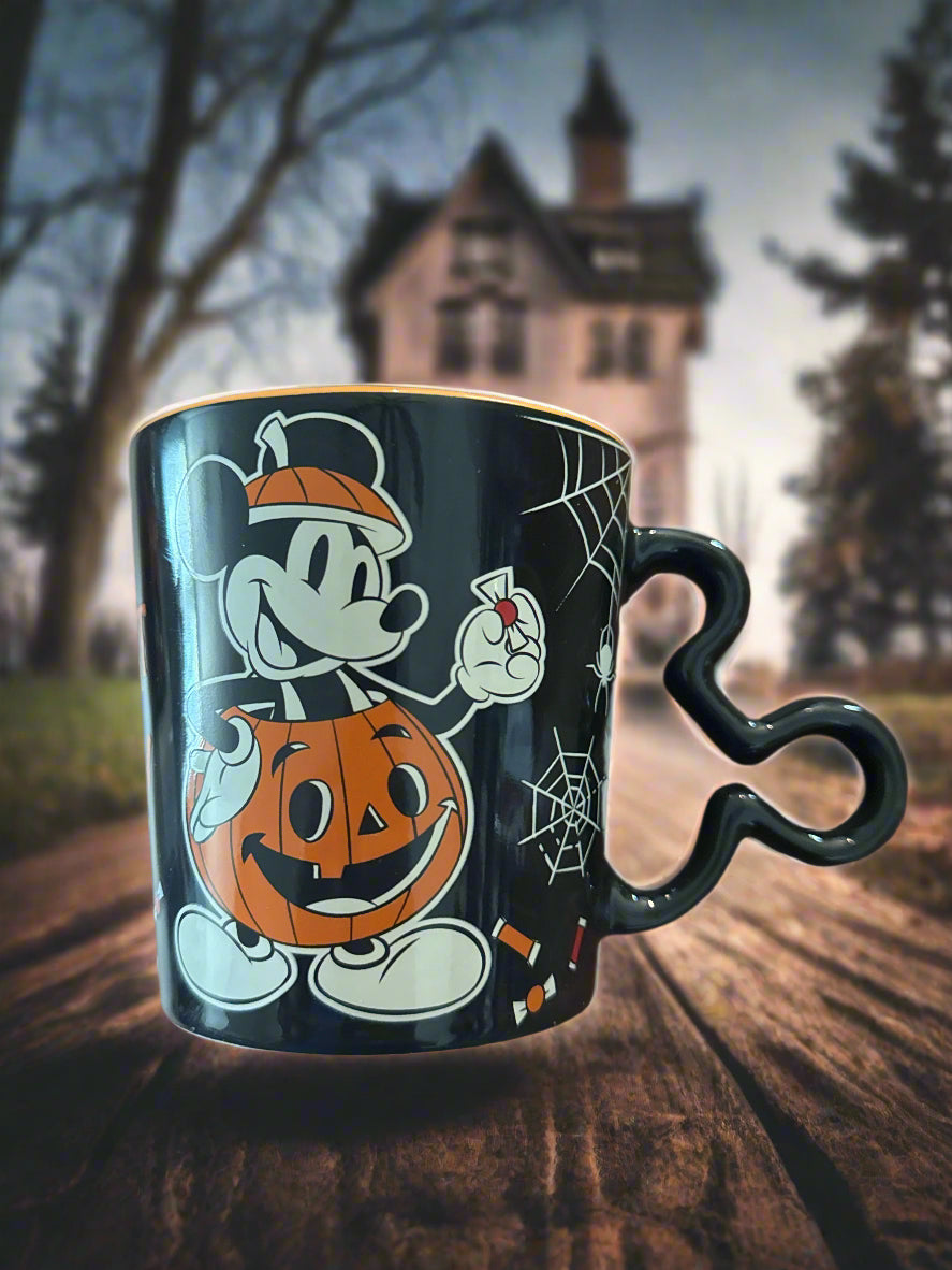 Disney Zrike Mickey & Minnie Mouse Oh What Fun Halloween Coffee Cup Mug 4 1/8" Tall
