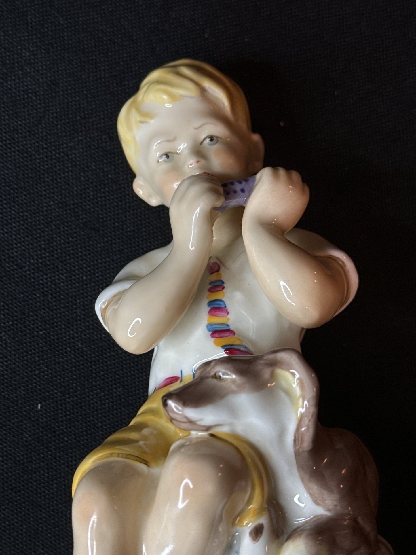 Royal Worcester Months of the Year June Boy with Dog 7" Tall Excellent condition.