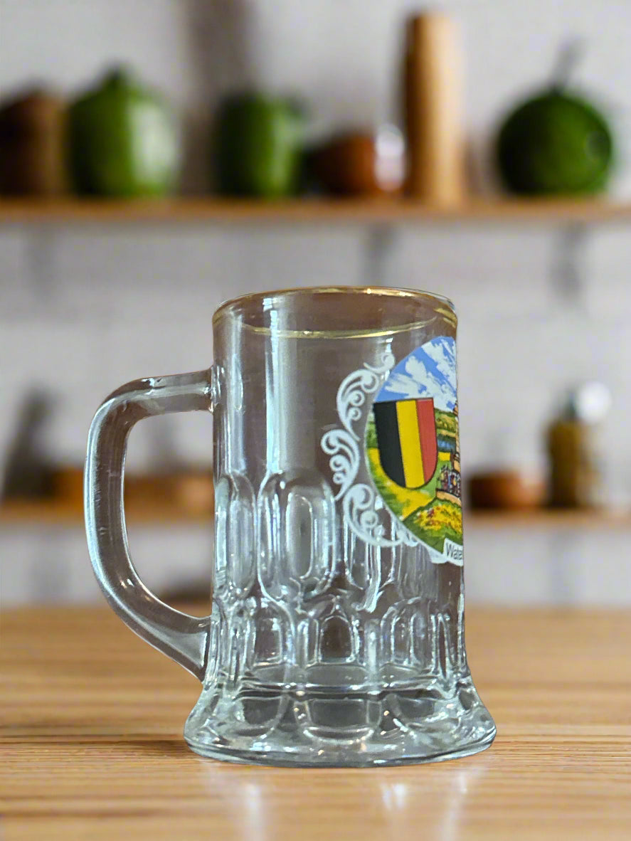 Mini Souvenir Shot Glass Mug Mini Stein Lion's Mound, Battle of Waterloo, Belgium 2 5/8" Tall