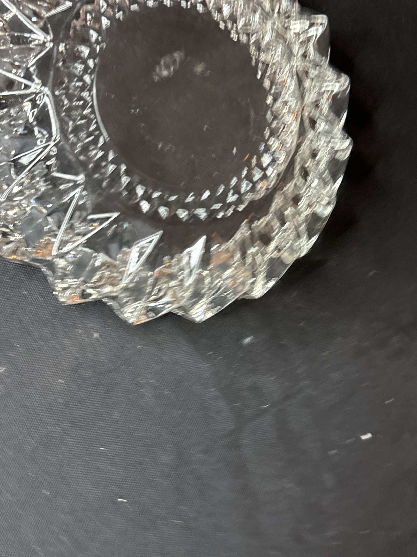 Vintage Heavy Clear Crystal Glass, Cigarette/Cigar 6.25" Wide Ashtray Kig Indonesia