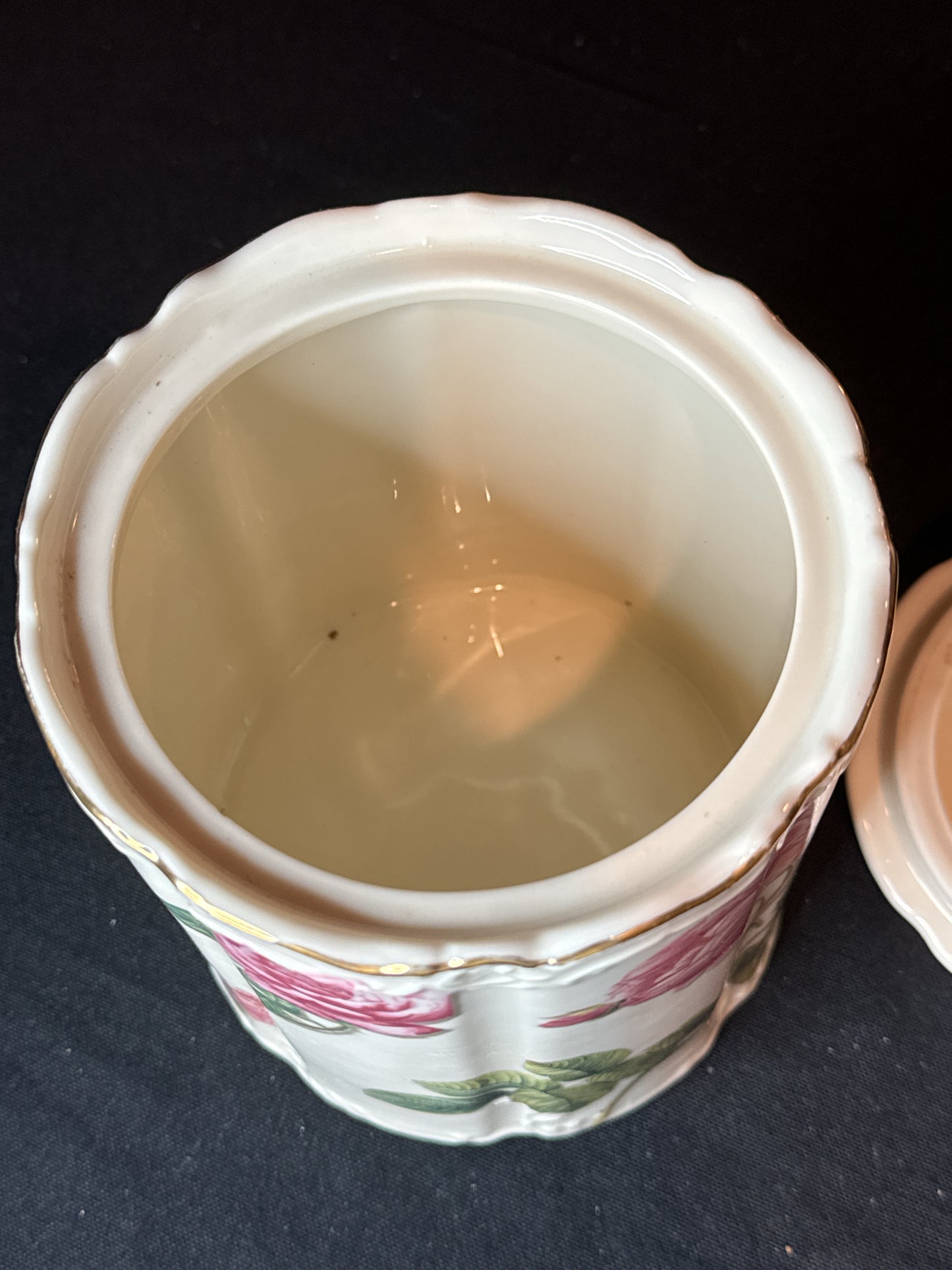 Burton & Burton Storage Jar w/ Lid 6.5" Tall w/ Gold Trim Clean Piece Excellent condition