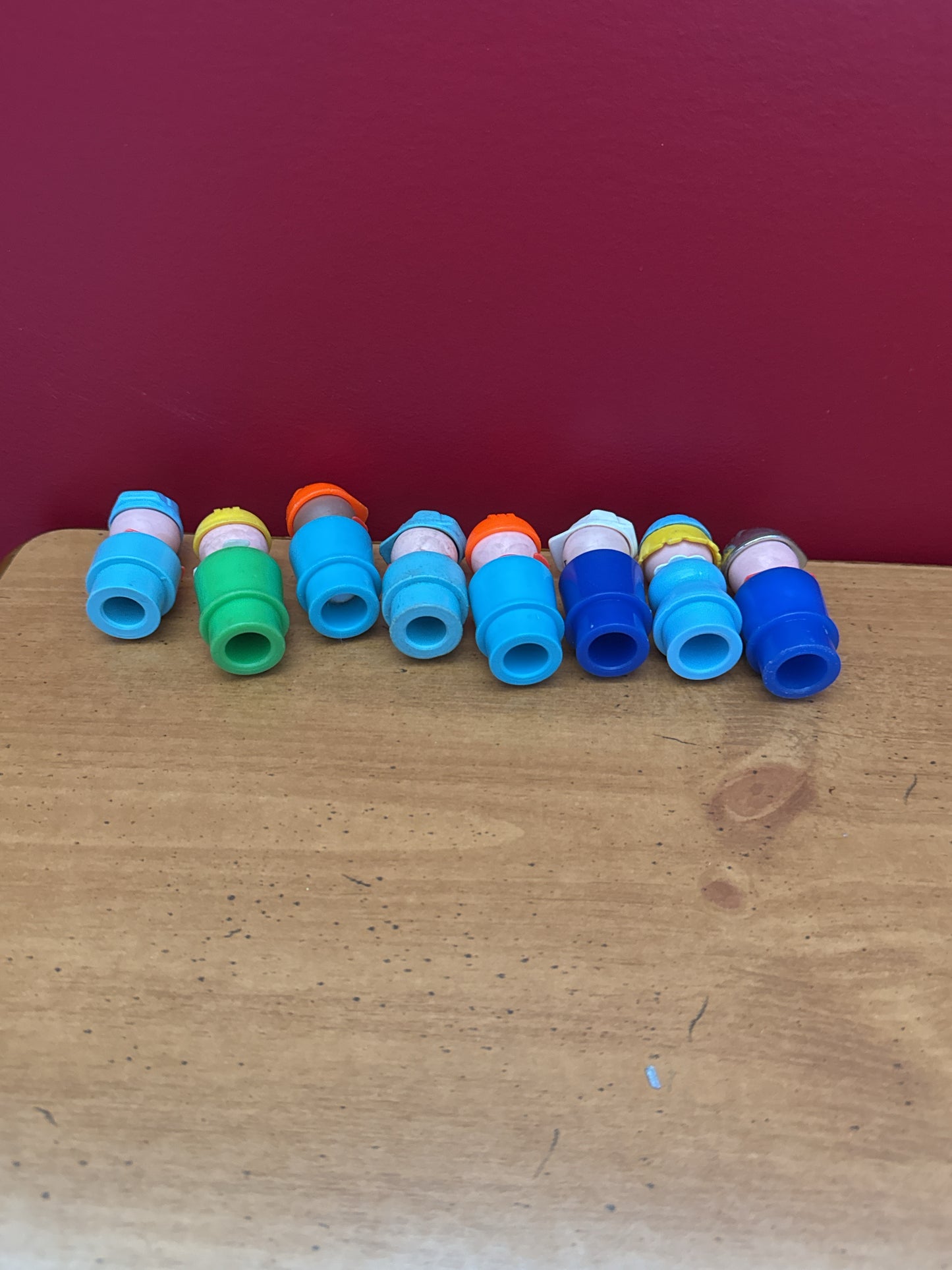 Vintage Fisher Price Little People Working Engineers Construction Hats Set of 8 Figures