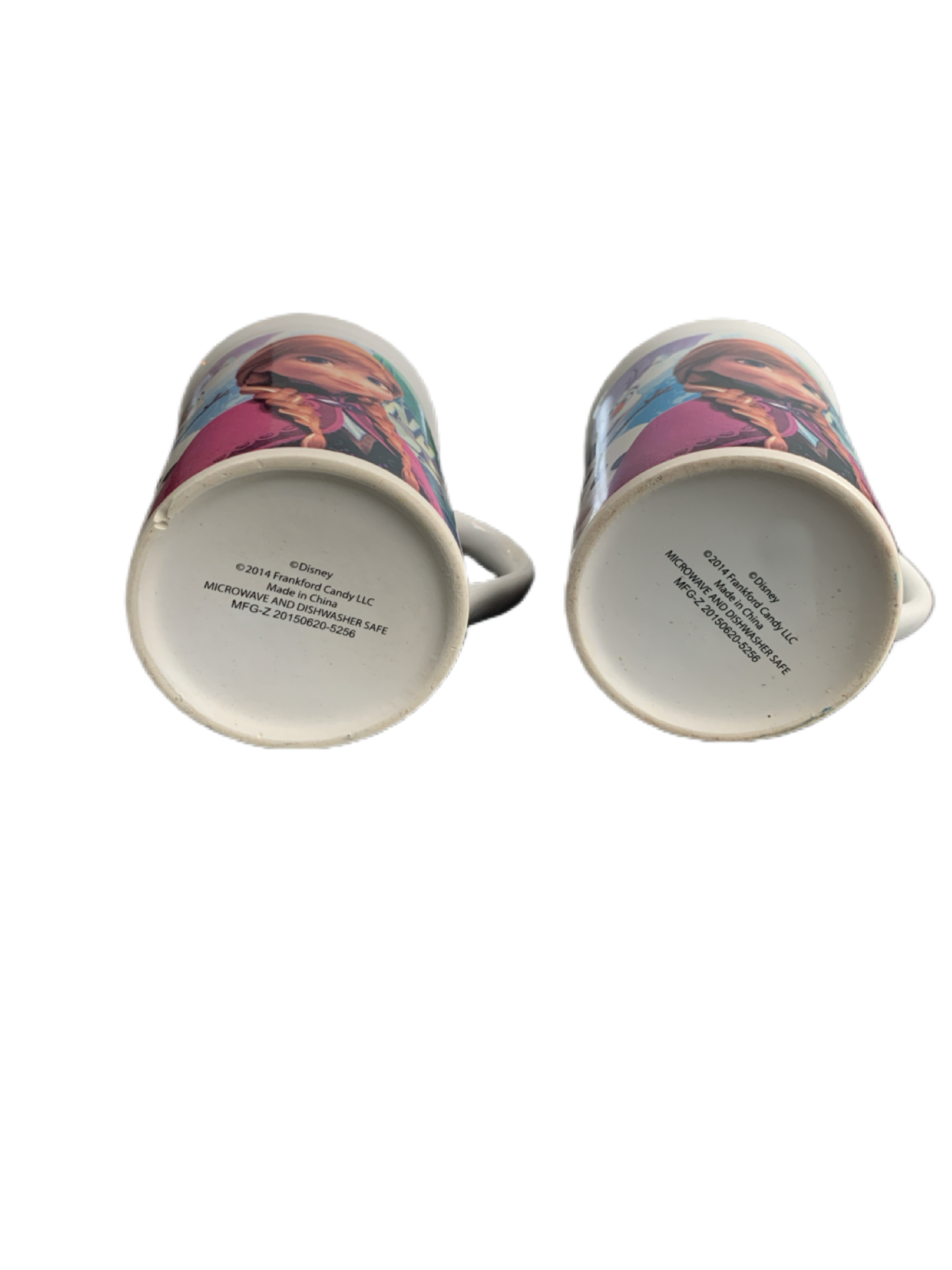 Pair of 2014 Disney Collectible Coffee Mugs (10oz) Elsa Anna Olaf FROZEN