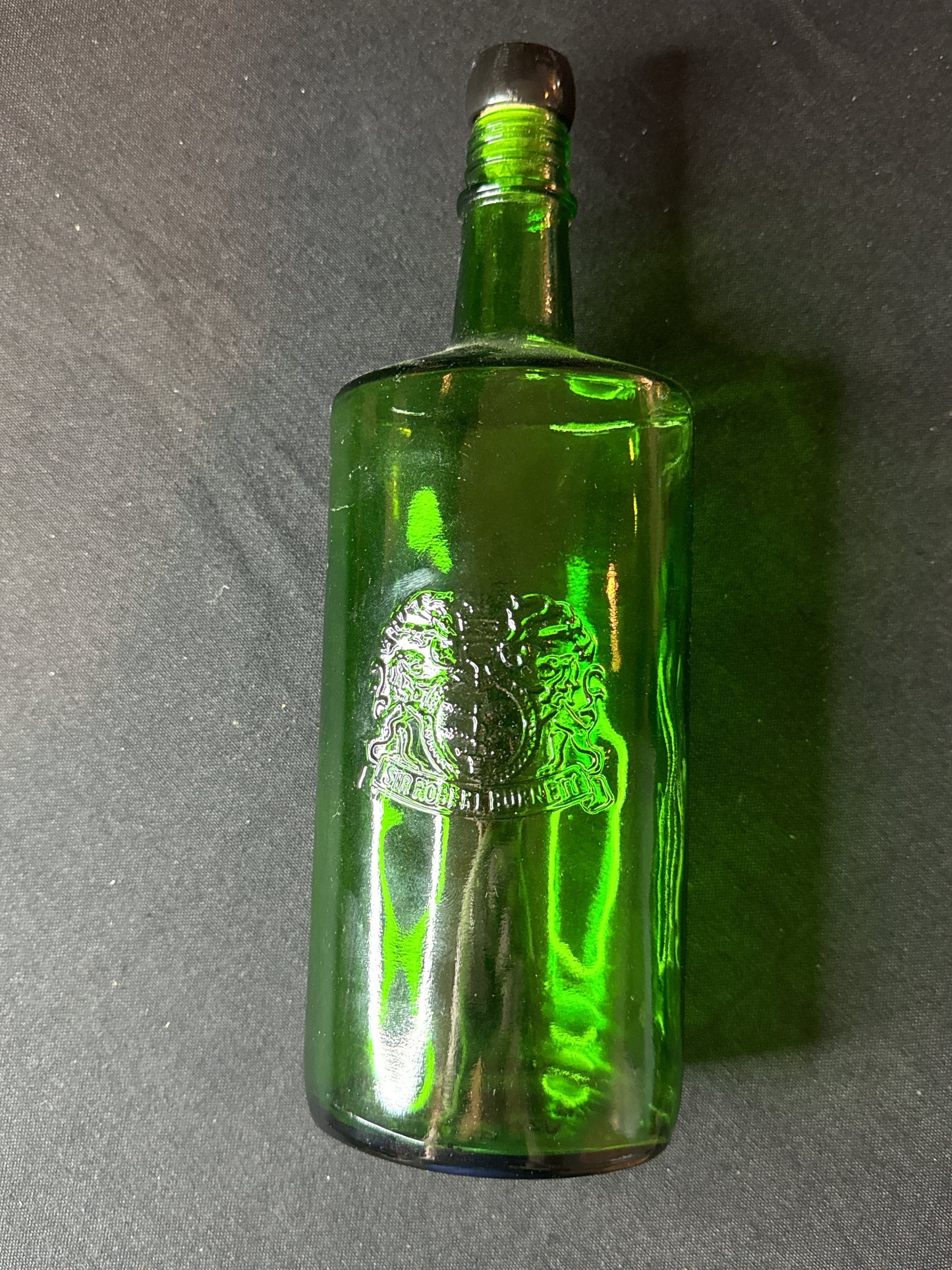 Sir Robert Burnett's White Satin Gin Empty Bottle with Original Cork Top 11" Tall