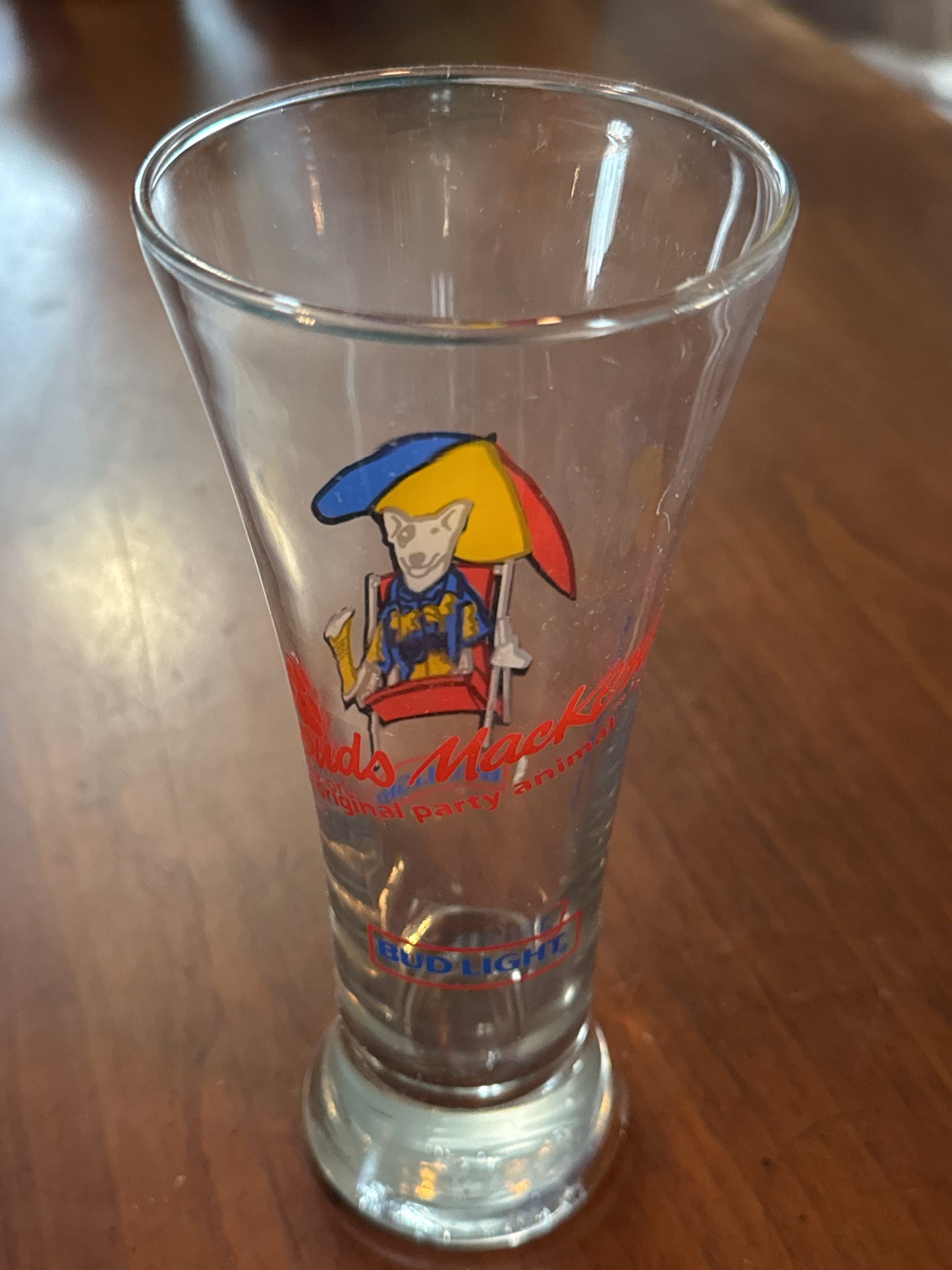 Vintage Bud Light Spuds MacKenzie The Original Party Animal Tall Beer Glass 7.5" Tall