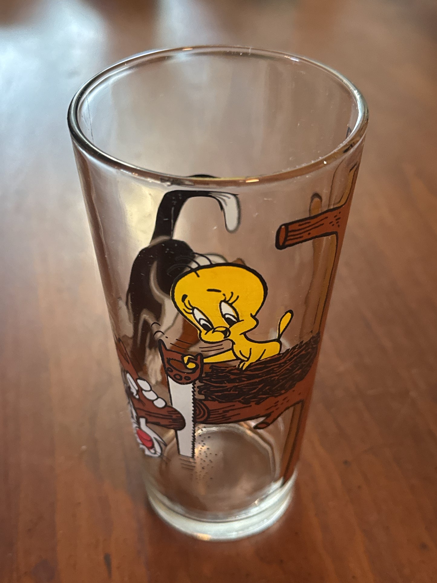 Vintage Pepsi Collector Glass 1976 Warner Bros Sylvester Cat Tweety Bird Looney Tunes Tree Saw