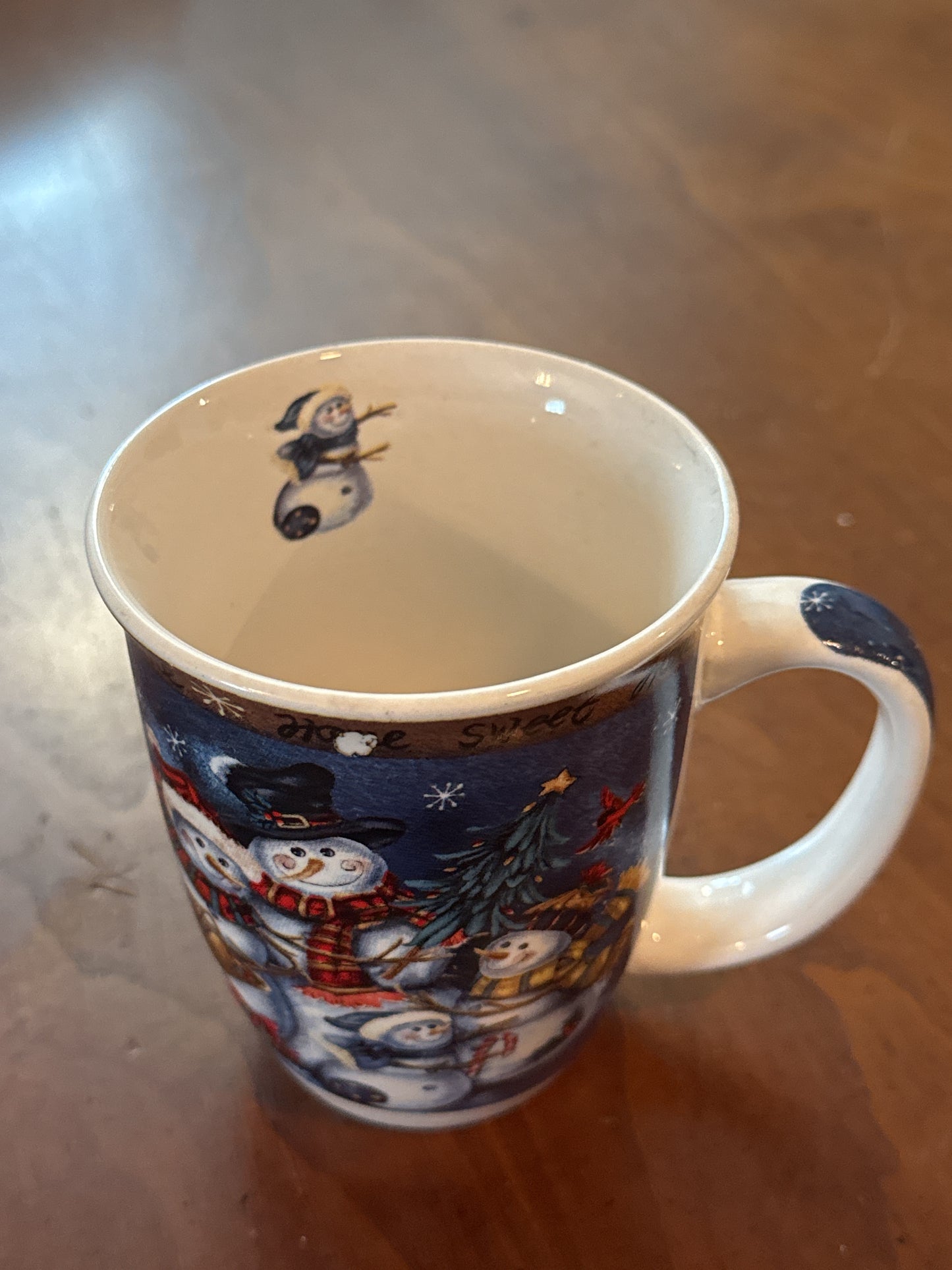 Winter Snowman Christmas Coffee Cup Mug 4.25" Tall Home Sweet Home