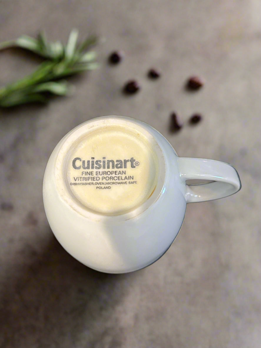 Authentic Cuisinart White Porcelain Coffee Cup Mug 3.5" Tall