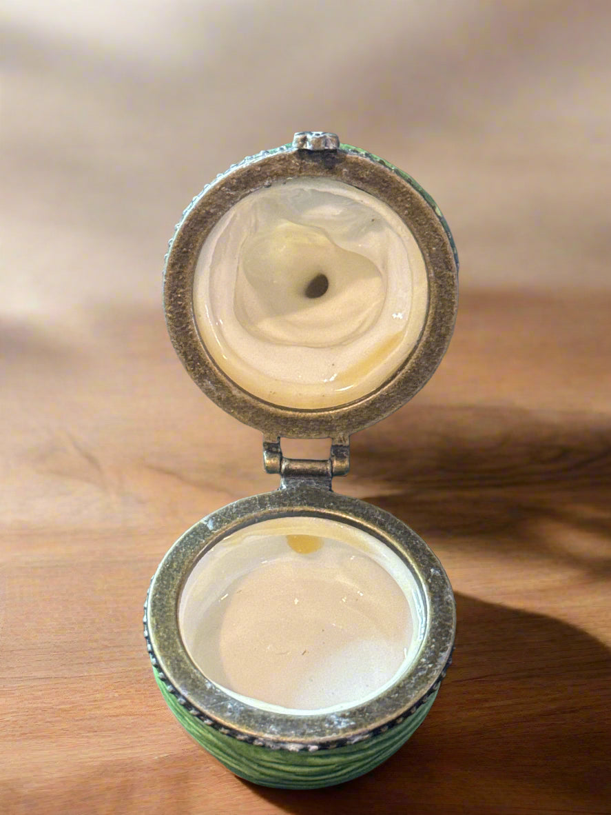 Boy With Rabbit Trinket Pill Box Hinged 3" Tall
