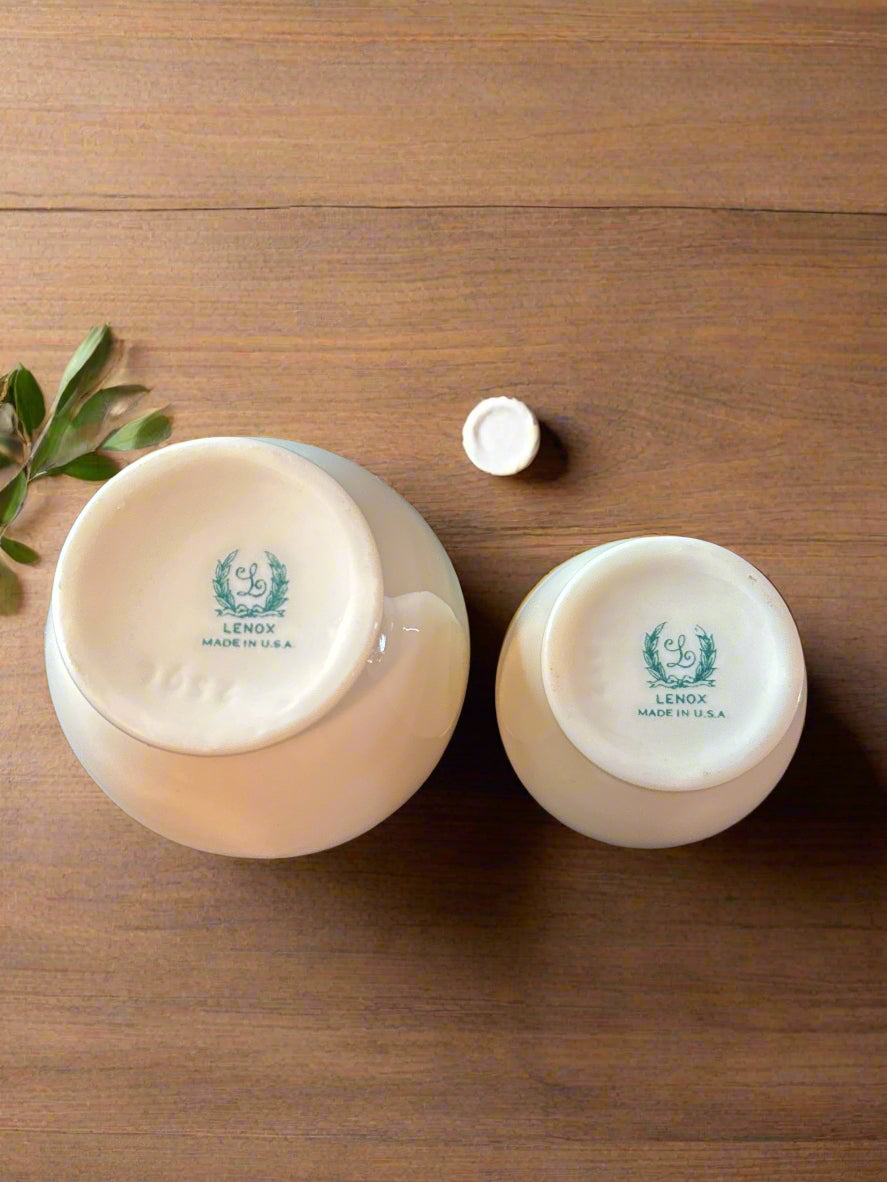Rare Pair of Lenox Jelly/Jam Condiment Jars with Sterling Lids (No Spoons) 4.5" & 3.5" Tall