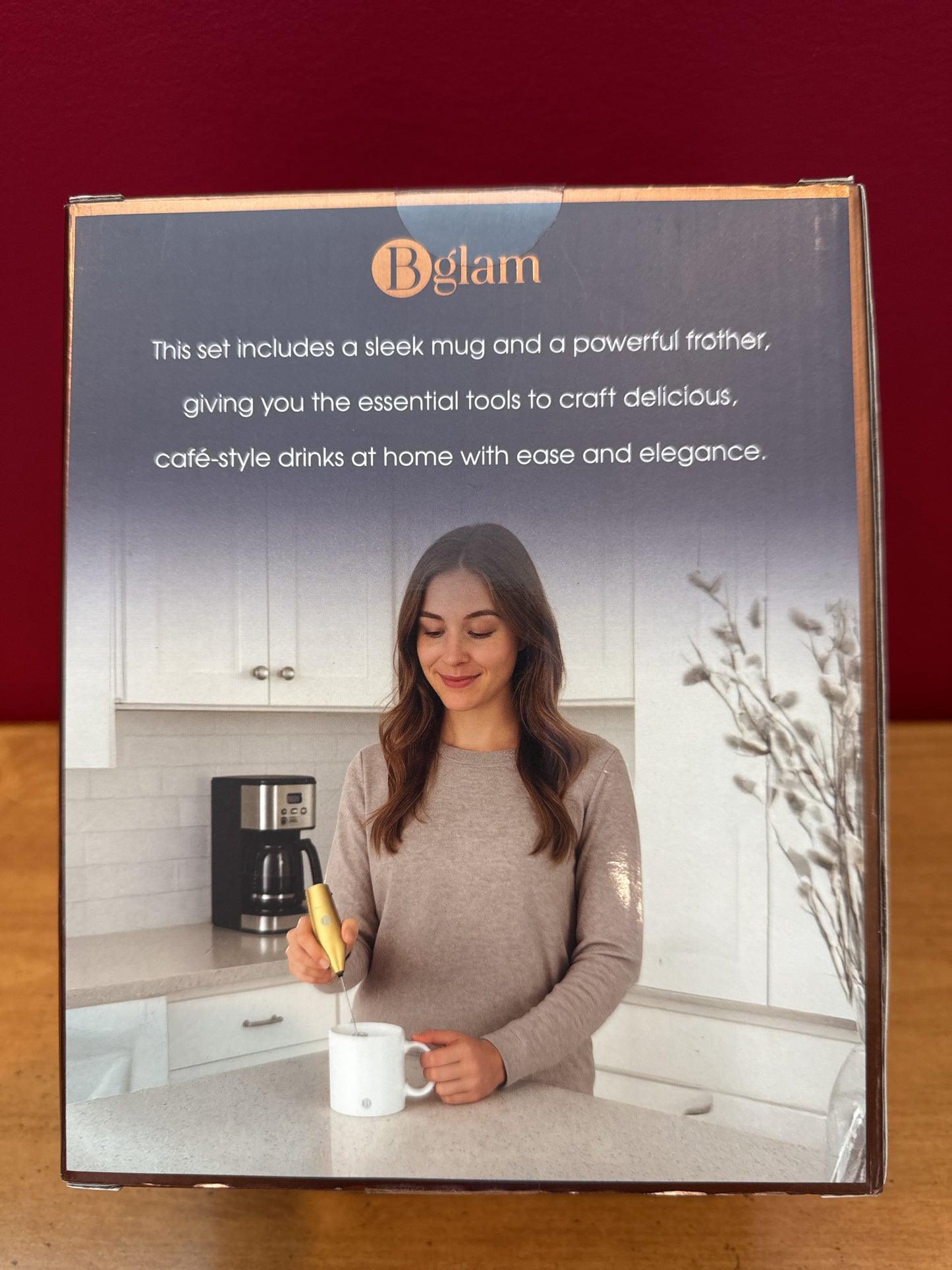 BGlam Mug & Frother Gift Set White Mug with B Initial on Bottom of Front New in Box