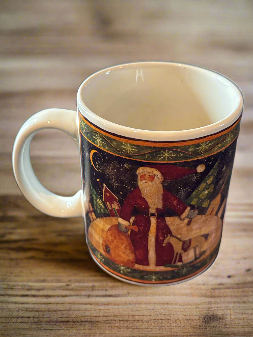 Vintage Susan Winget Rustic Holiday Winter Mug 3.75" Tall Christmas Scene